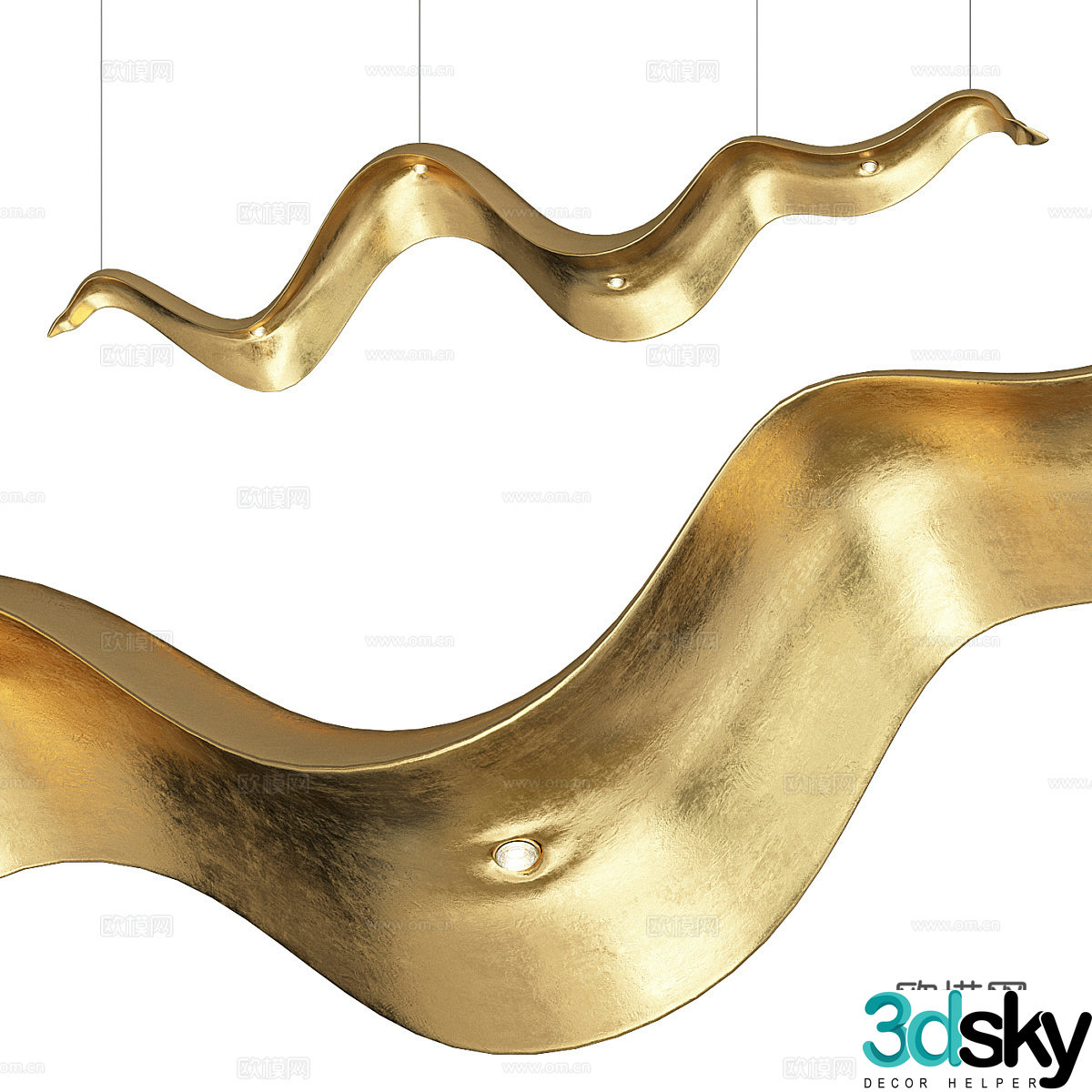New Chinese light luxury AURA chandelier 3D model