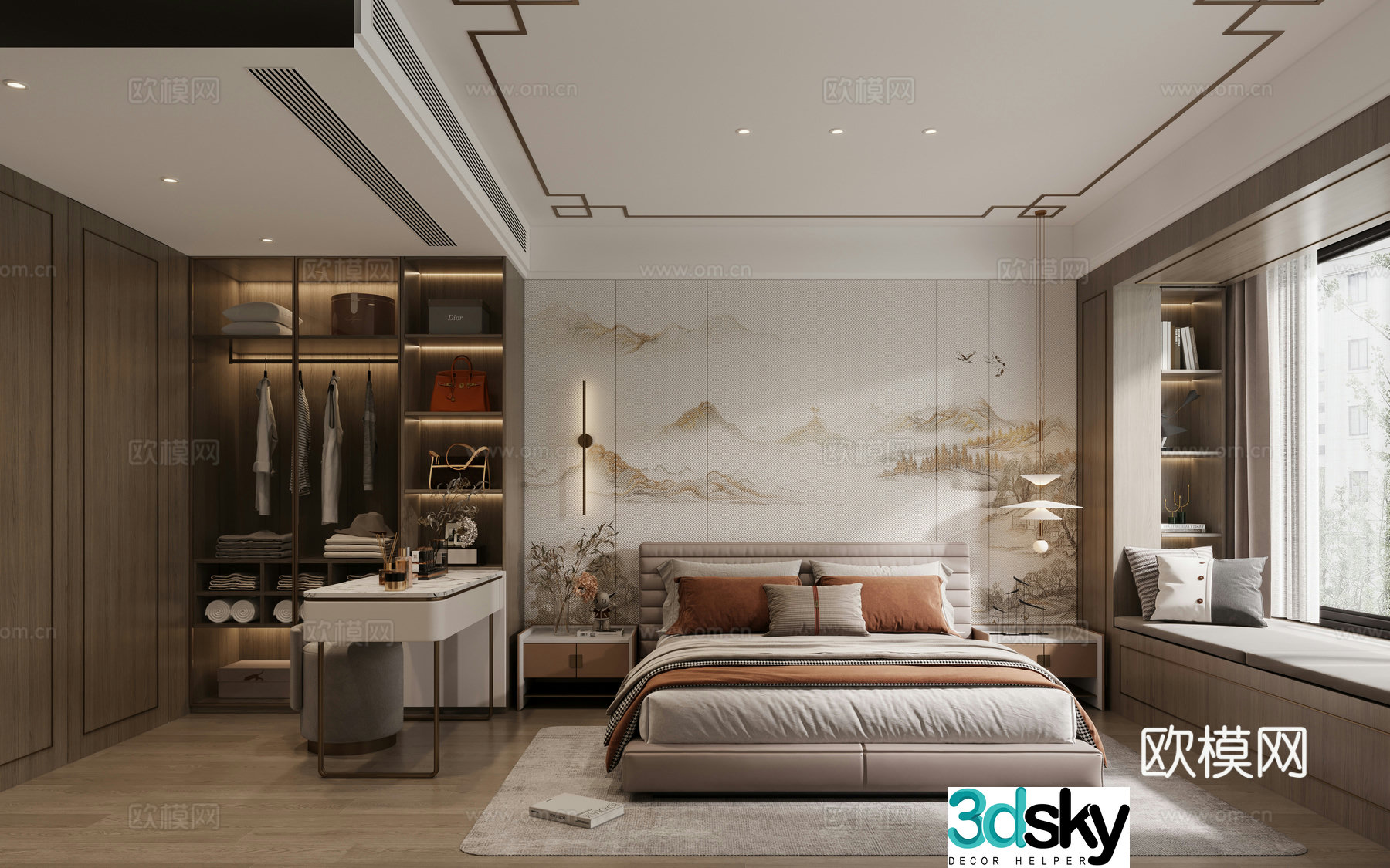 New Chinese bedroom 3D model
