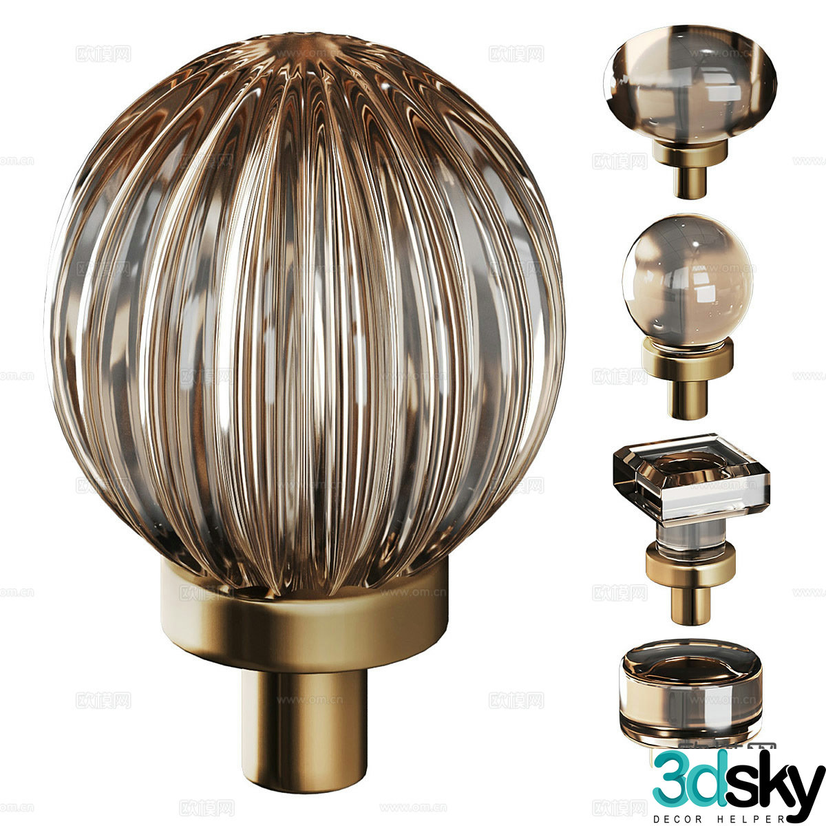 New Chinese style light luxury door handle 3D model