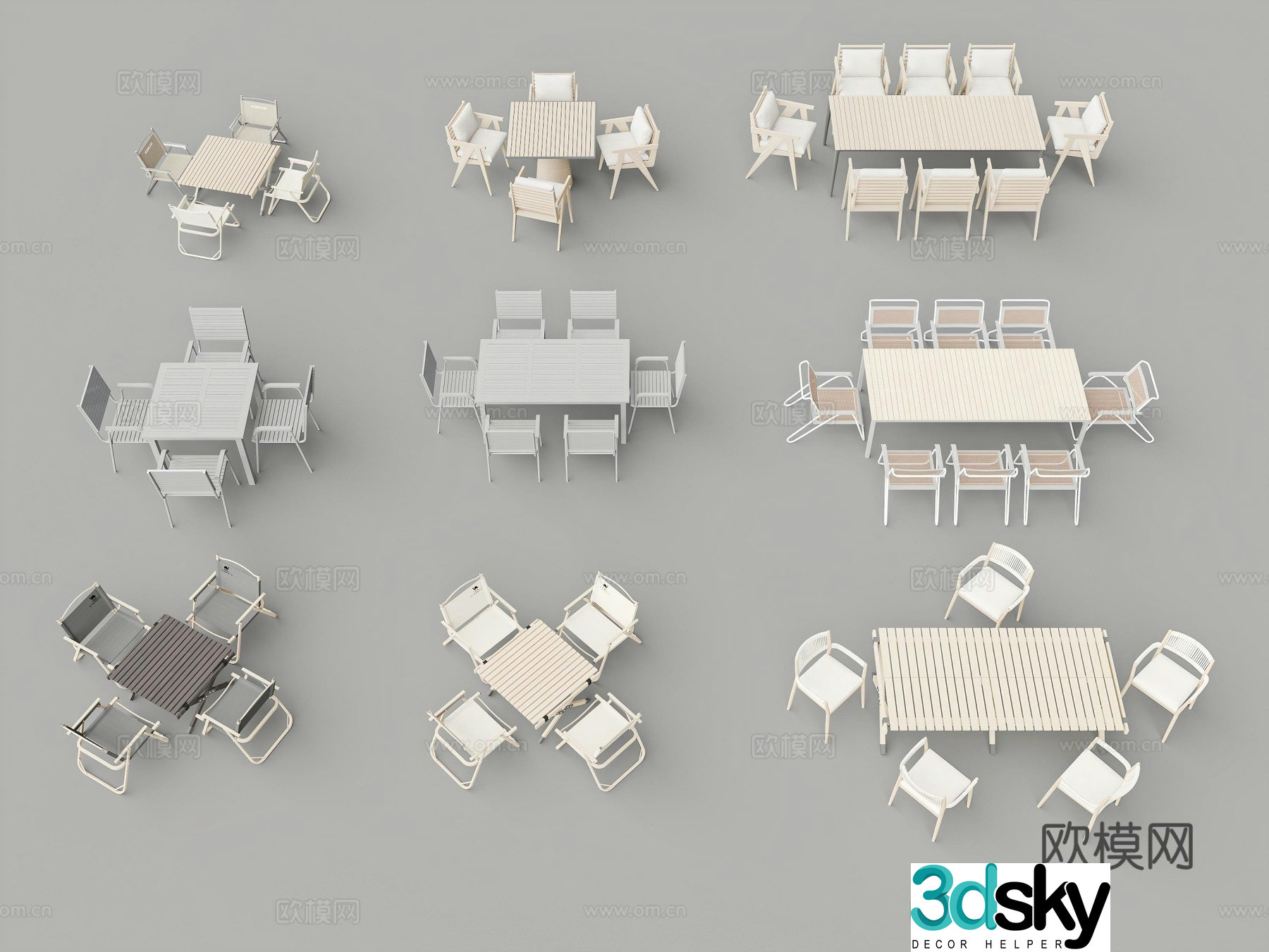 Wasabi outdoor table and chairs outdoor leisure table and chairs parasol outdoor table and chairs outdoor chairs leisure chairs 3D model