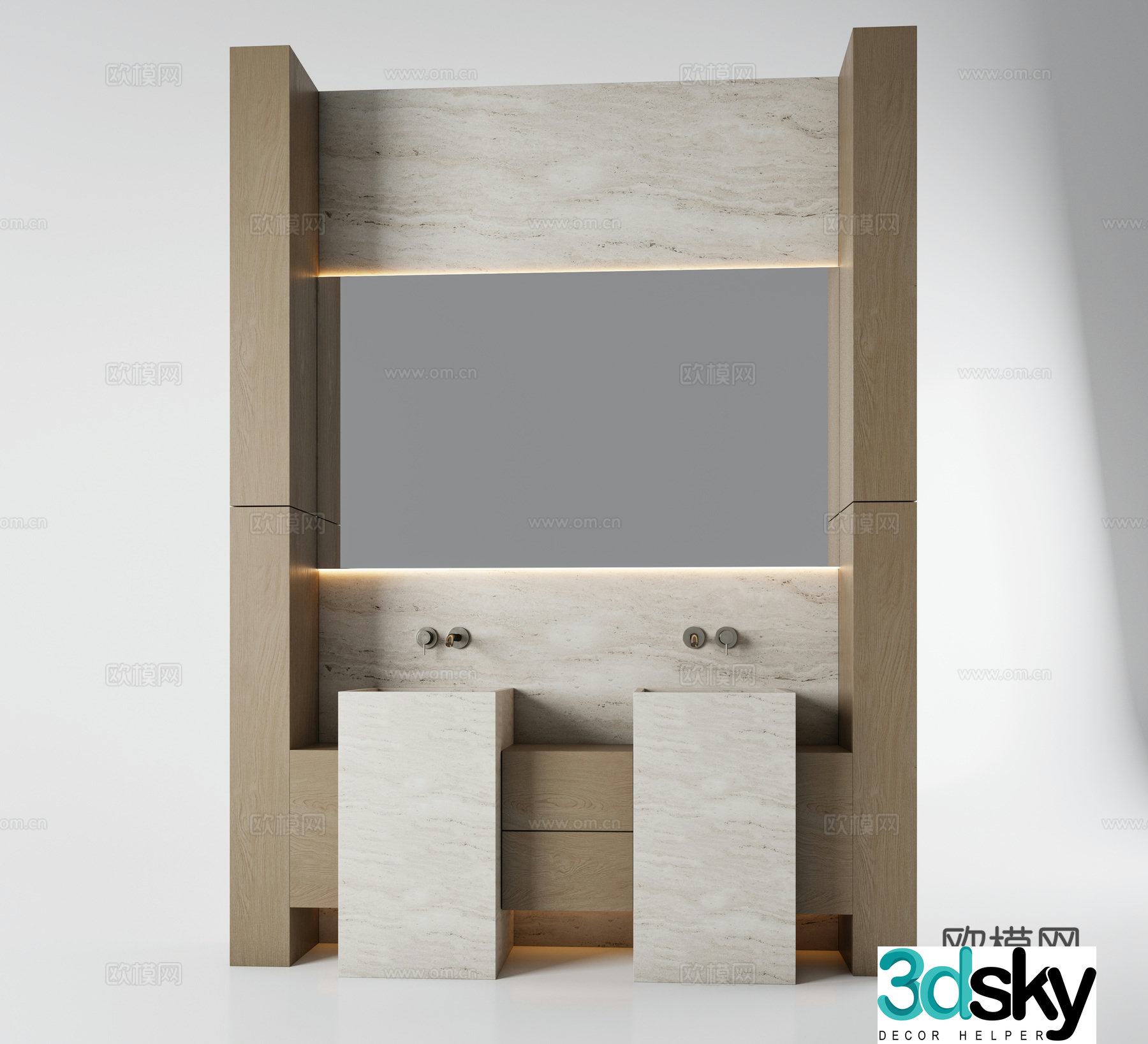 Countertop basin column basin sink 3D model