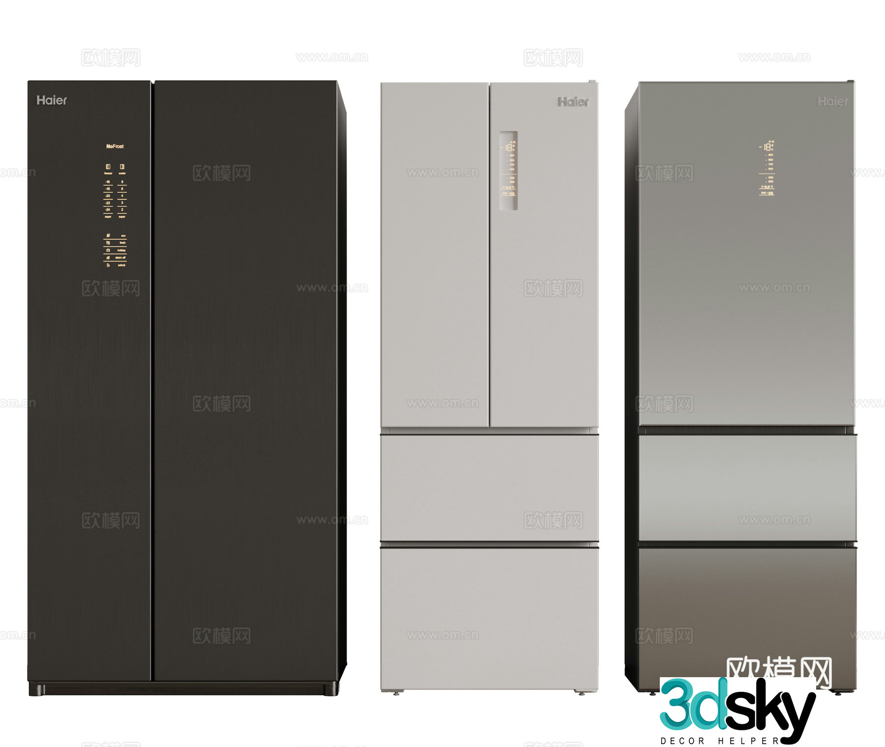 Modern refrigerator zero-embedded refrigerator single and double door refrigerator cross refrigerator double door refrigerator 3D model