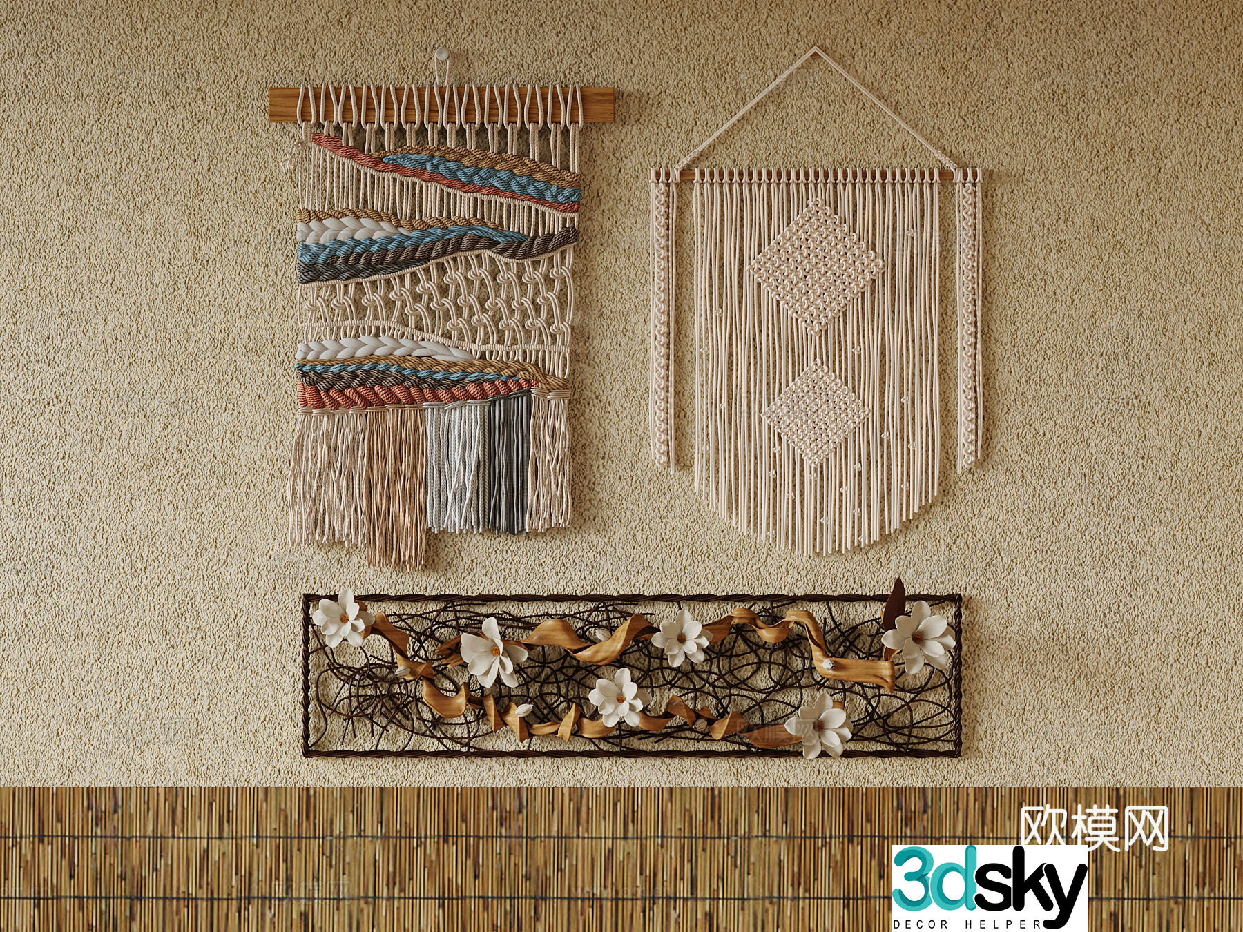 Modern bedside pendant wall decoration farmhouse decoration 3d model