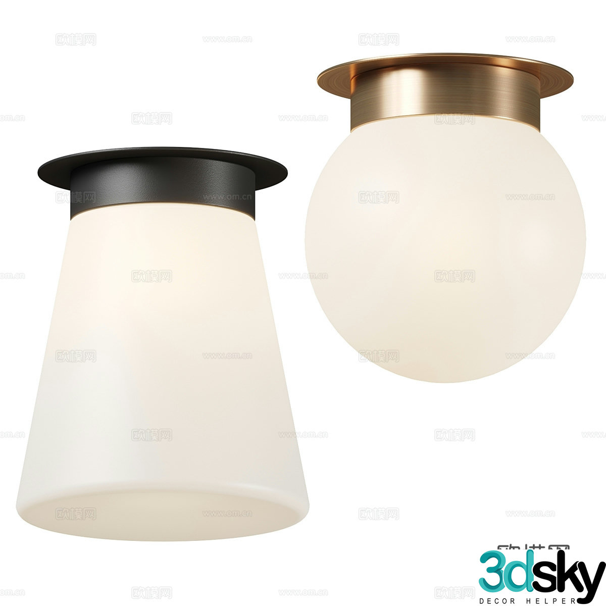 New Chinese light luxury Albers ceiling light 3D model