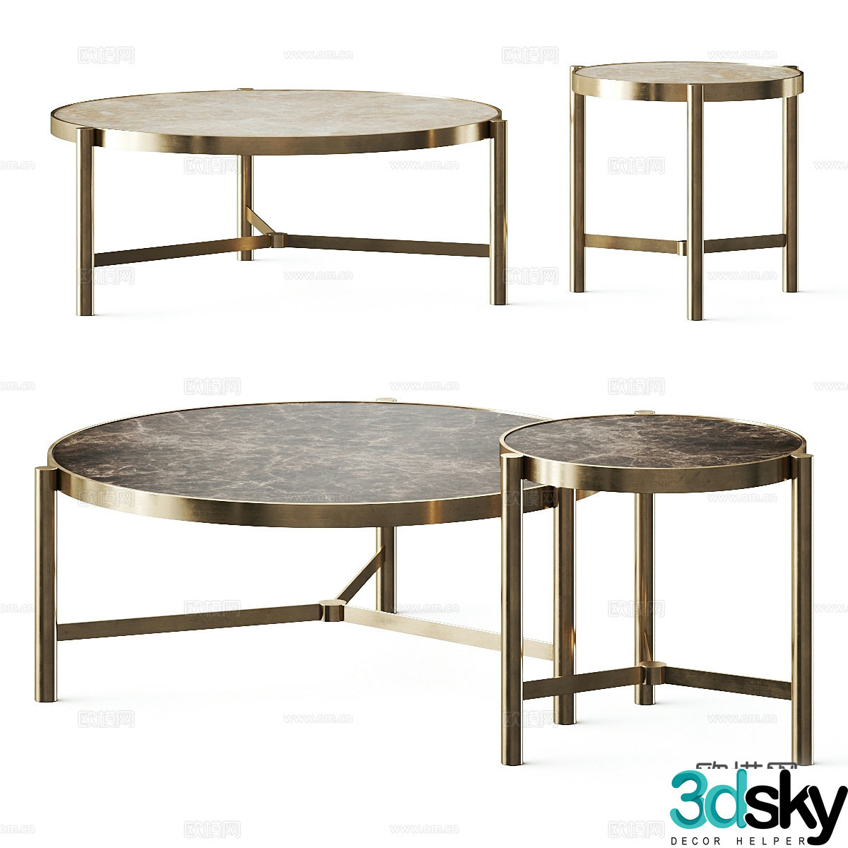 Modern Italian light luxury marble coffee table 3D model