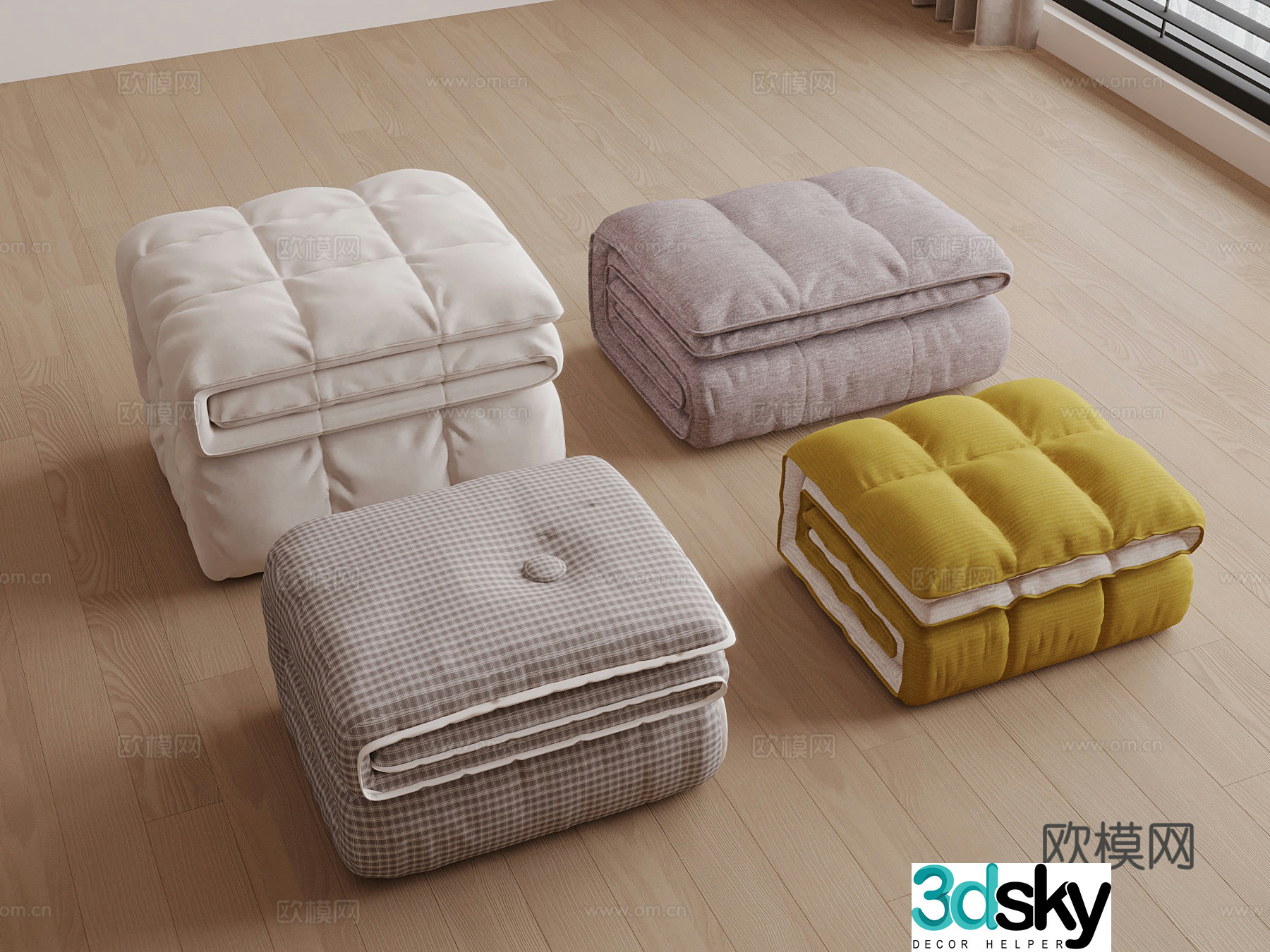 Modern bedding quilt 3d model