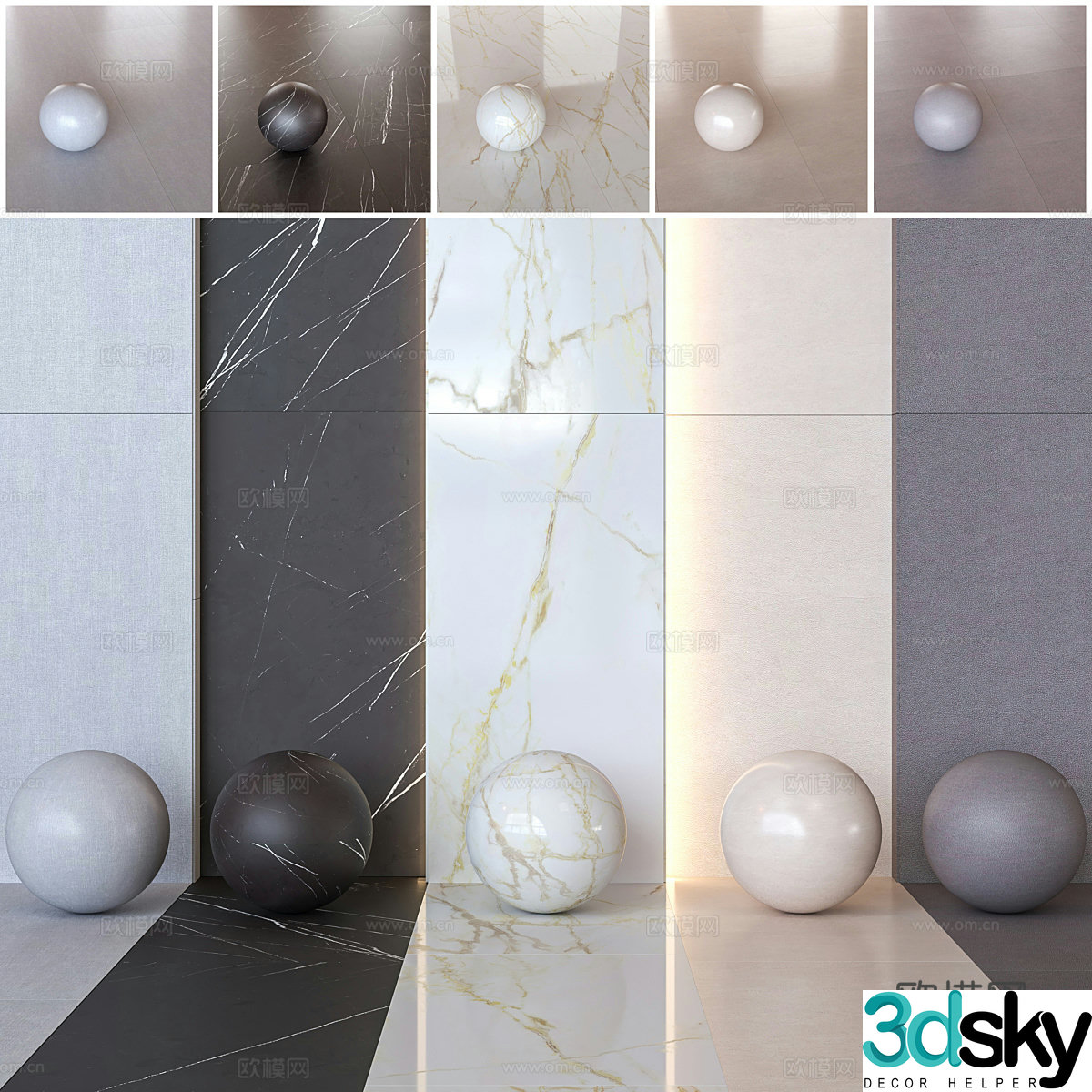 Modern marble stone slab tiles 3d model