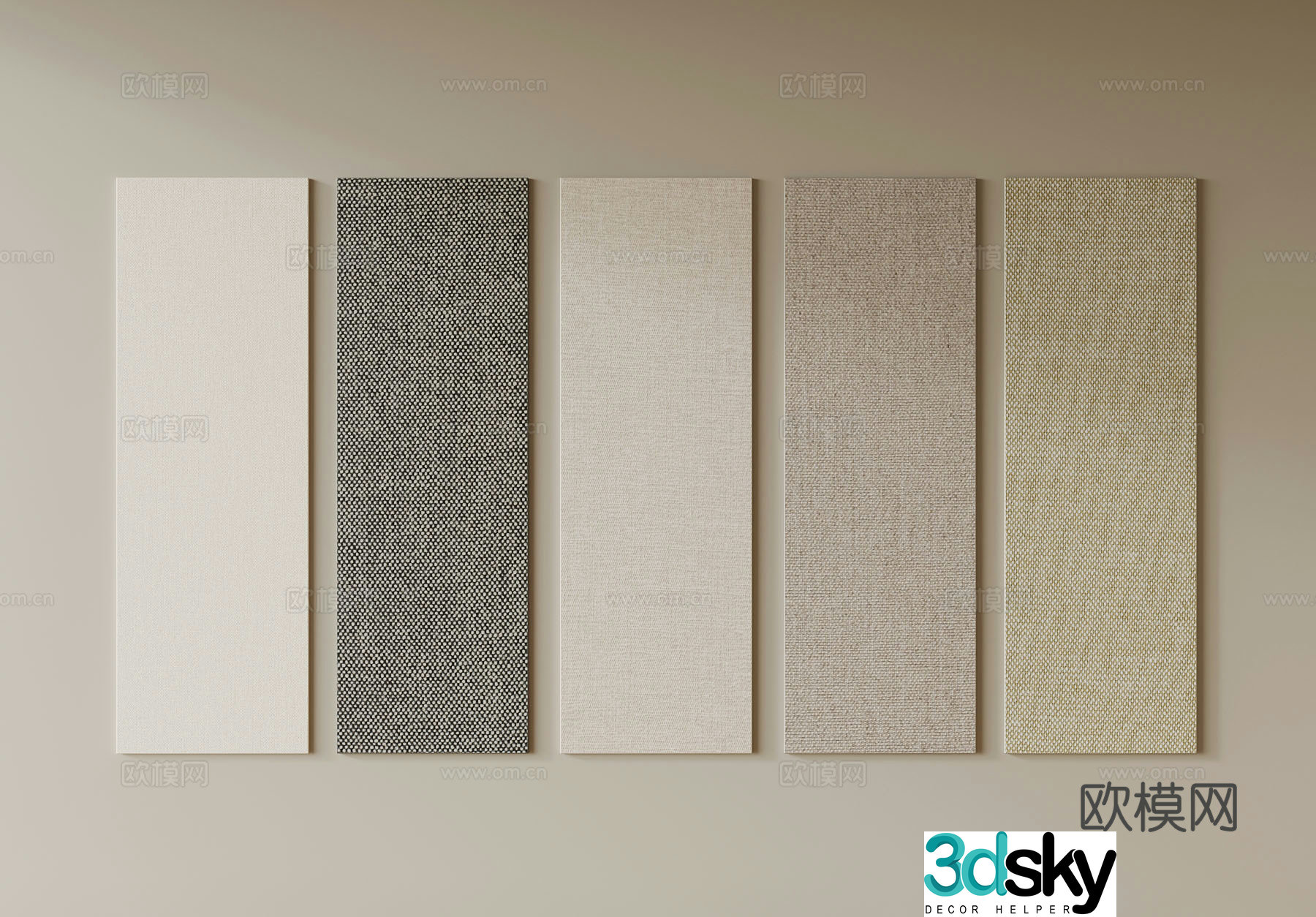 Modern minimalist wall panel fabric pattern wall panel background wall 3d model