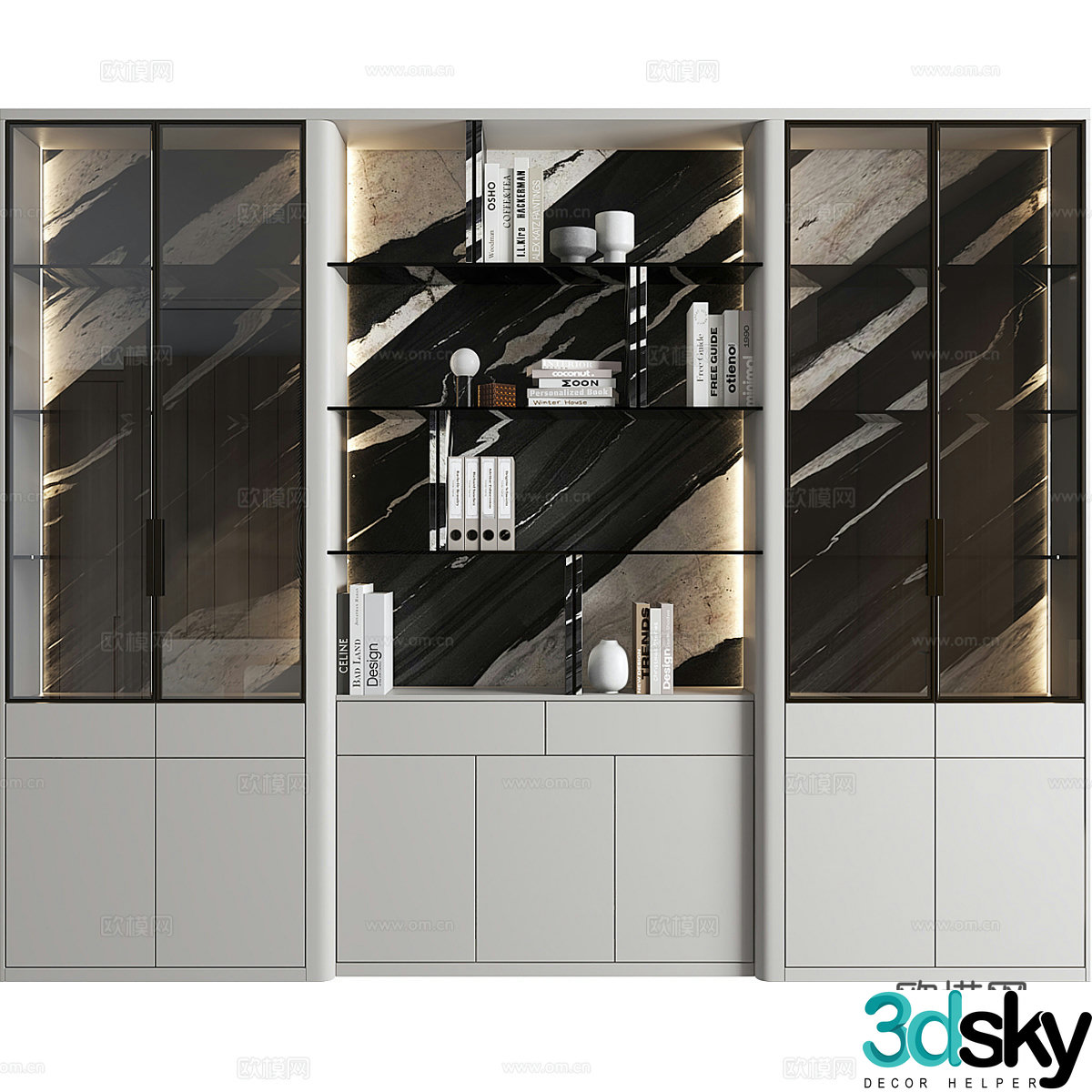 Modern Italian minimalist bookcase 3D model