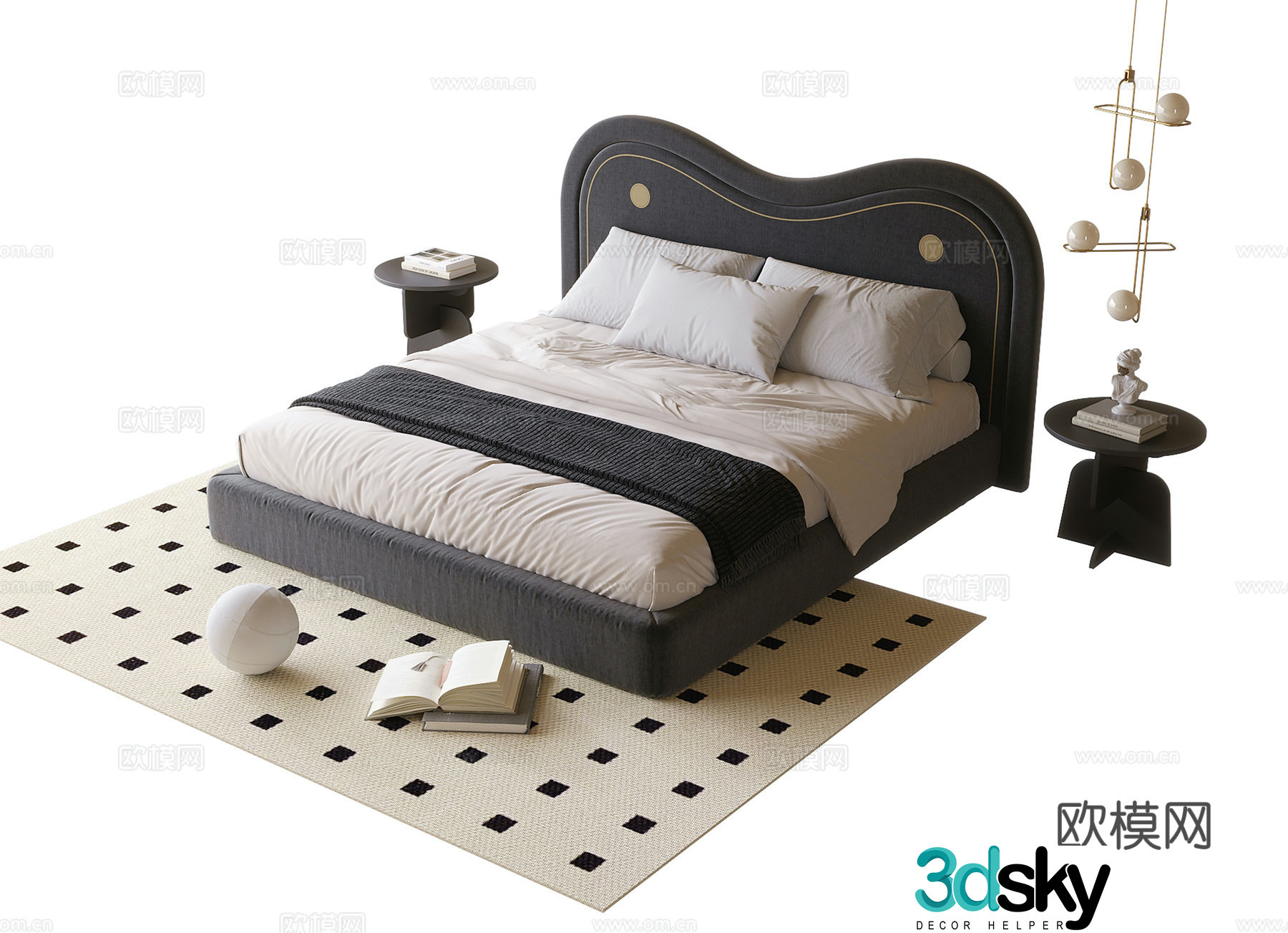 Modern children’s bedside table for children’s bedside carpet 3d model
