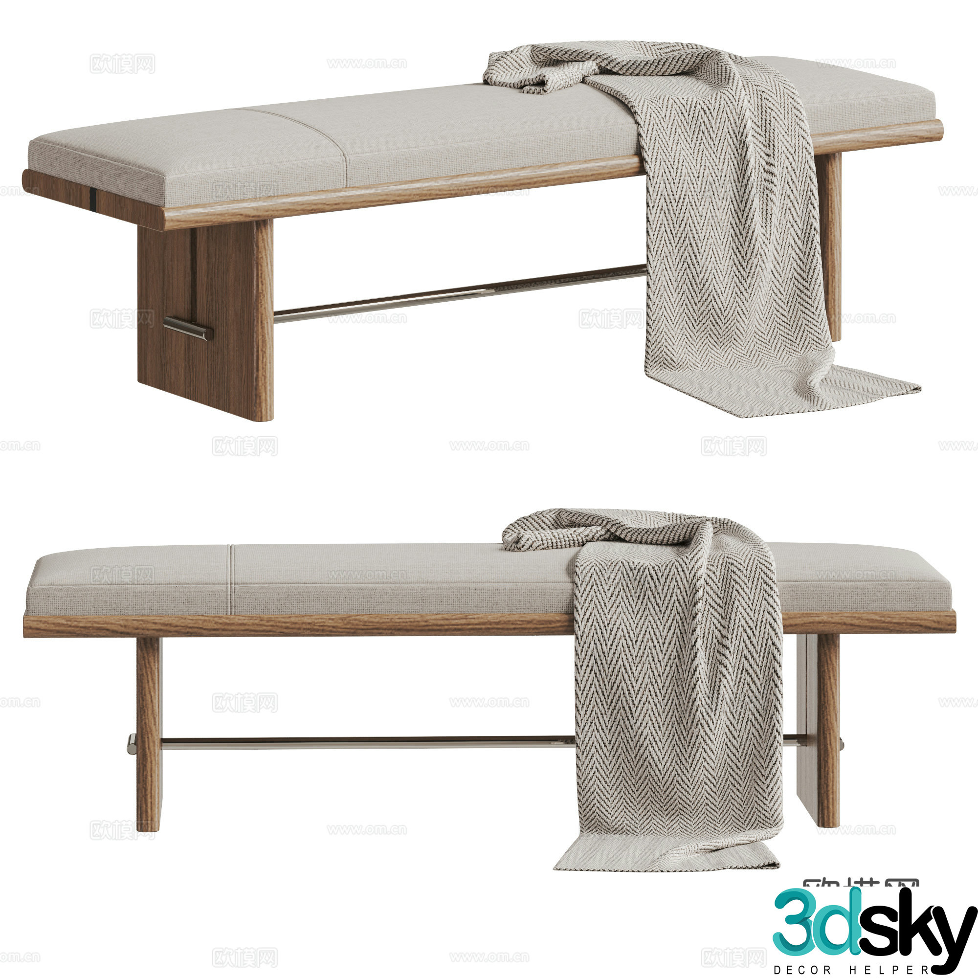 Modern bed stool 3d model