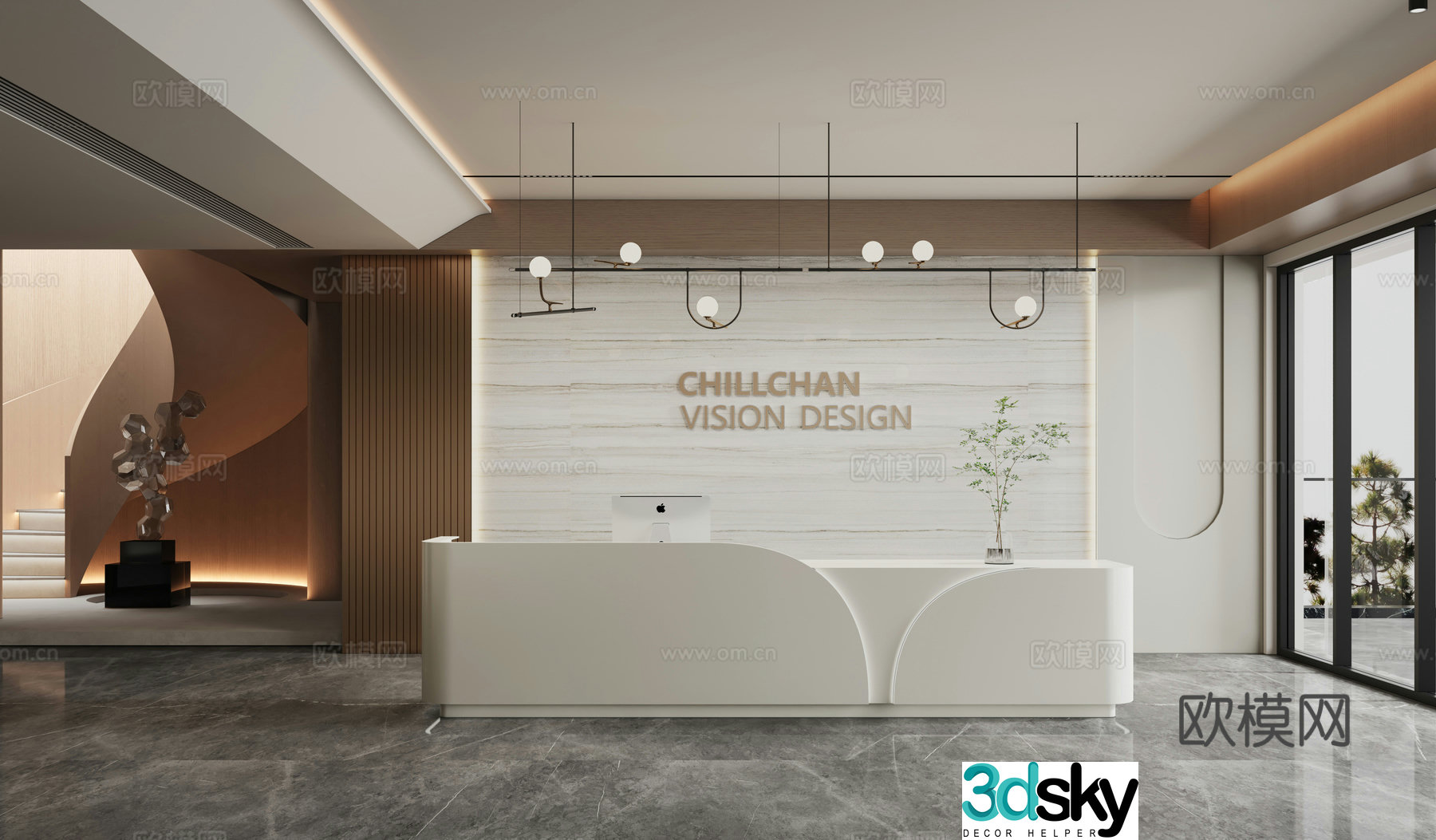 Modern company front desk 3D model