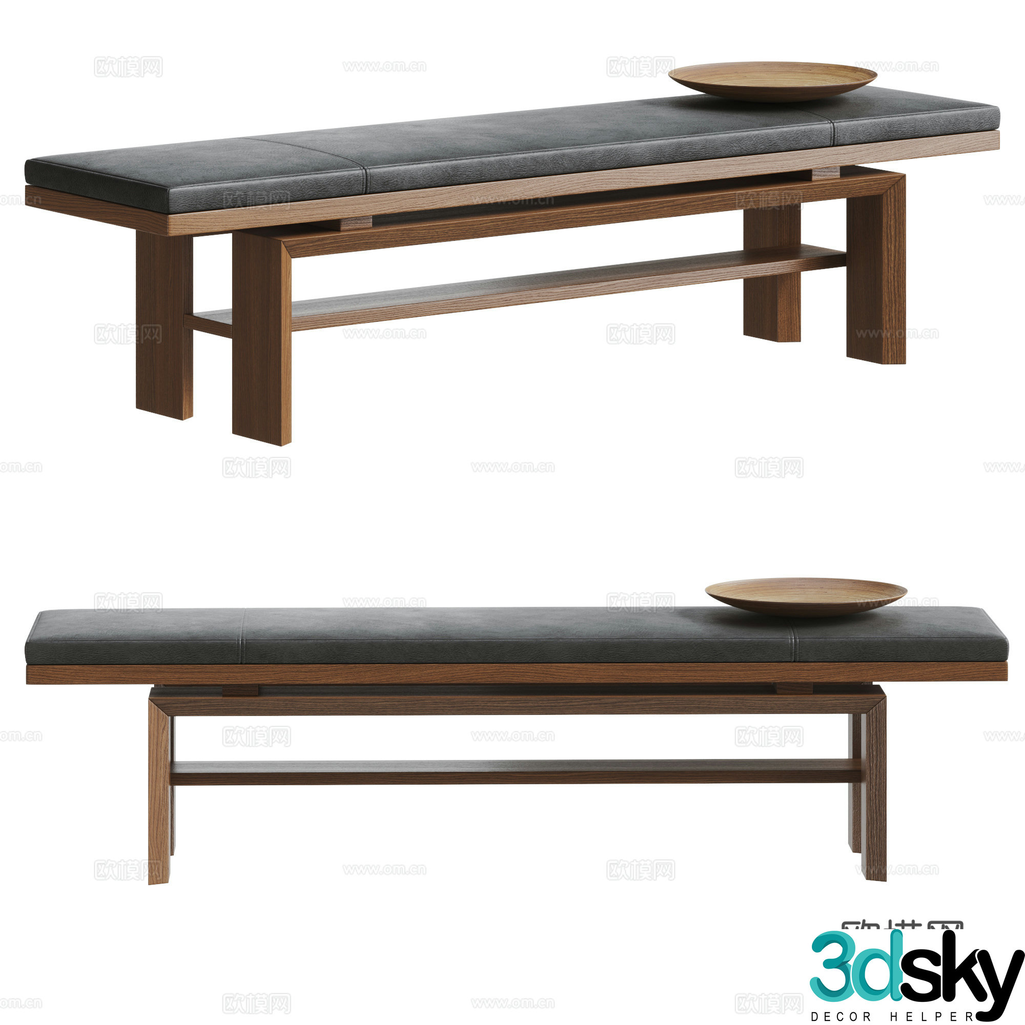 POLIFORM Modern bed tail stool shoe change stool stool stool solid wood stool 3d model