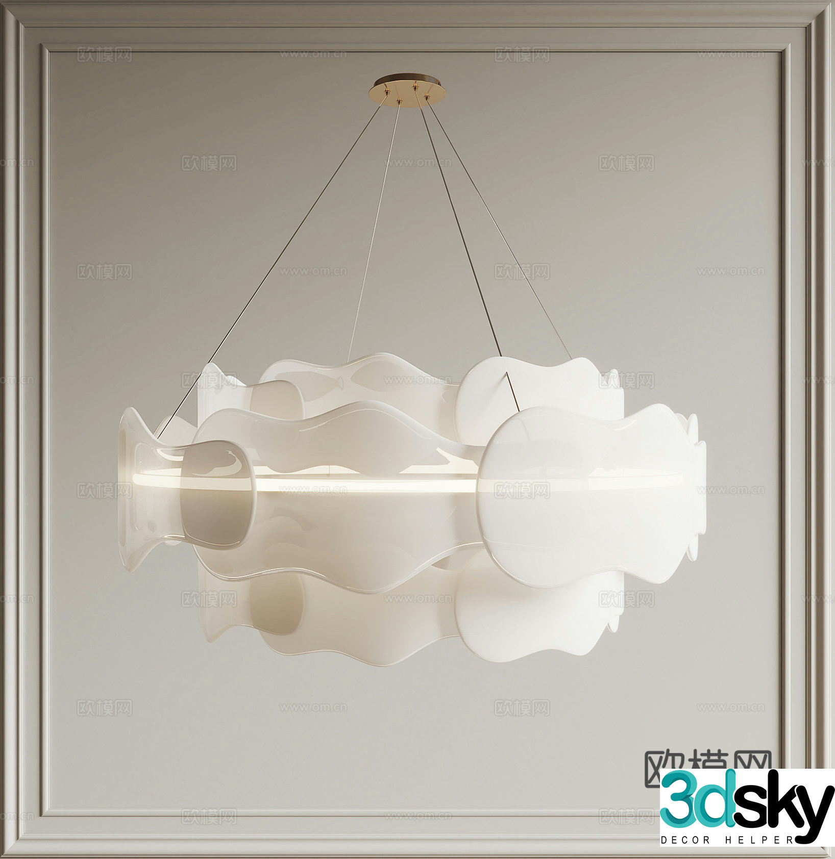Creamy wind chandelier 3d model