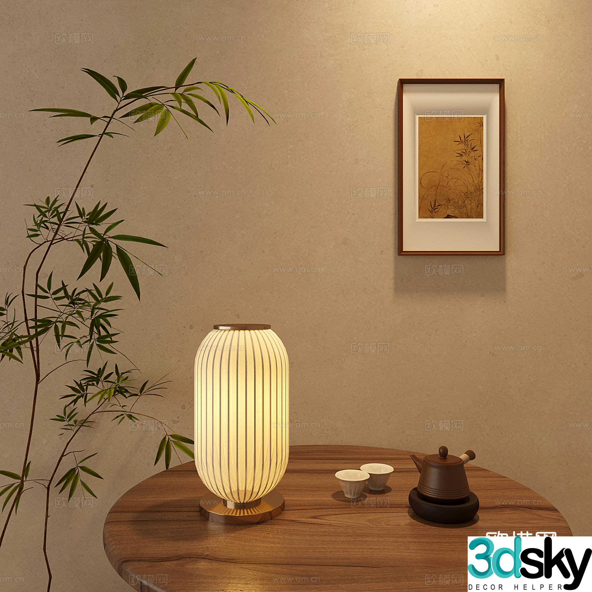 New Chinese Zen Table Lamp Lantern Table Lamp 3D Model
