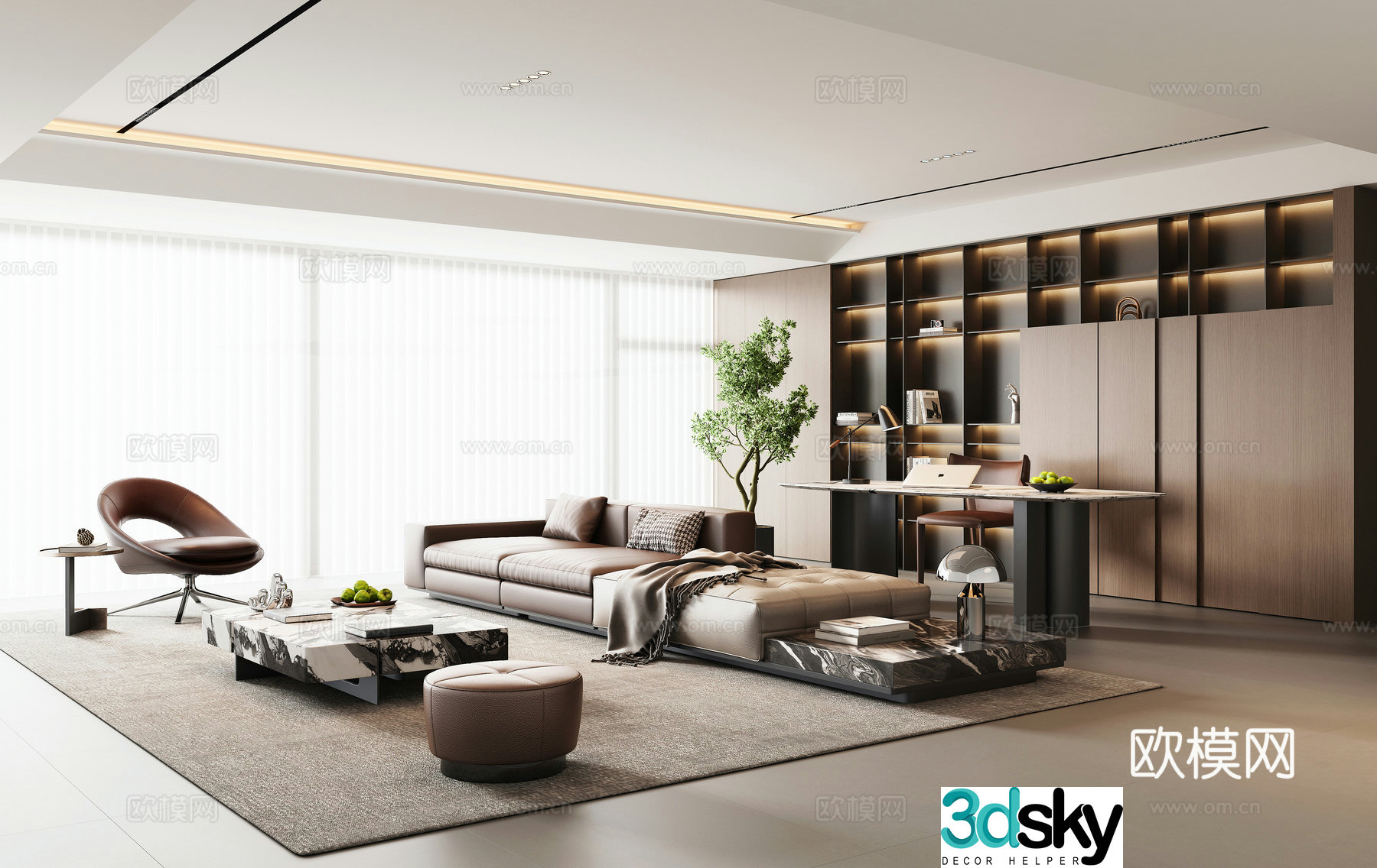 Modern Italian home living room 3d model
