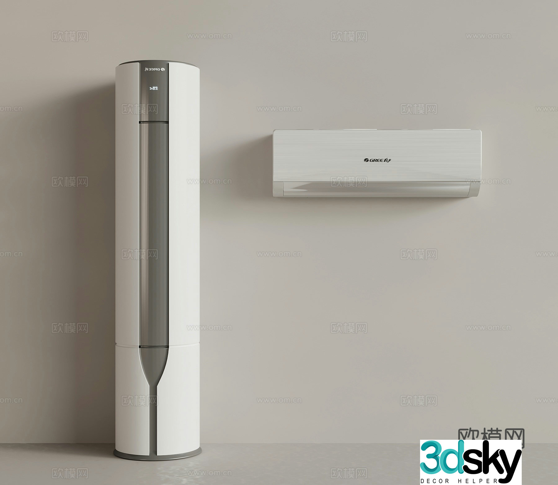 Modern air conditioner Vertical air conditioner Wall-mounted air conditioner 3D model