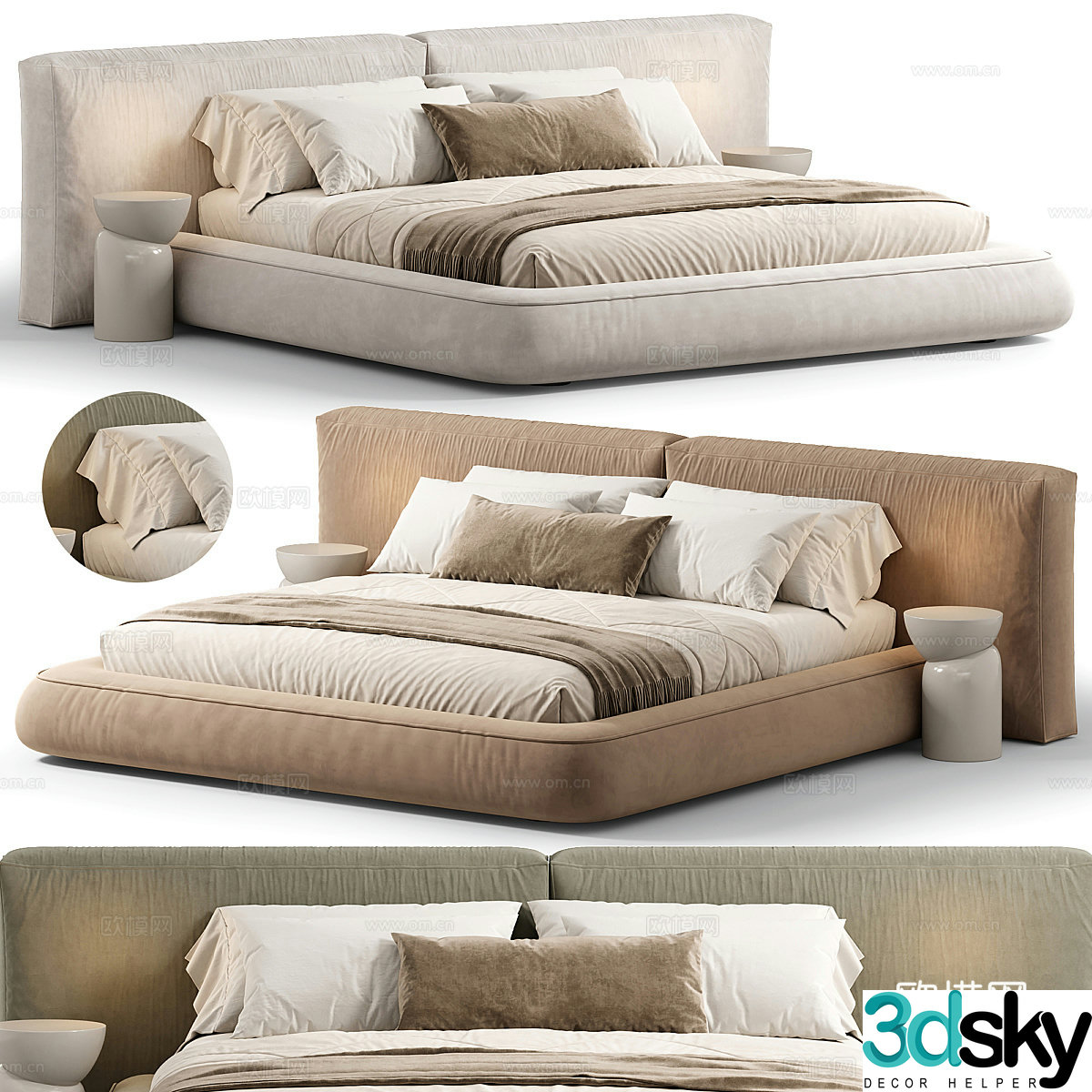 Modern Italian MARTINI Double Bed 3D Model