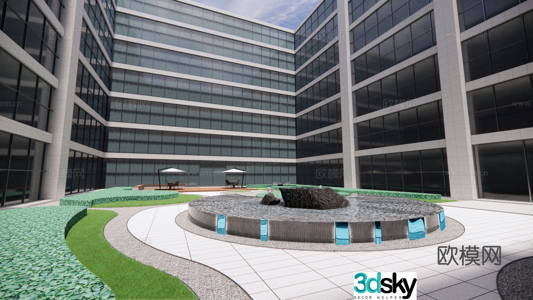 Modern office landscape_Atrium landscape_Small garden_Roof garden 3D model