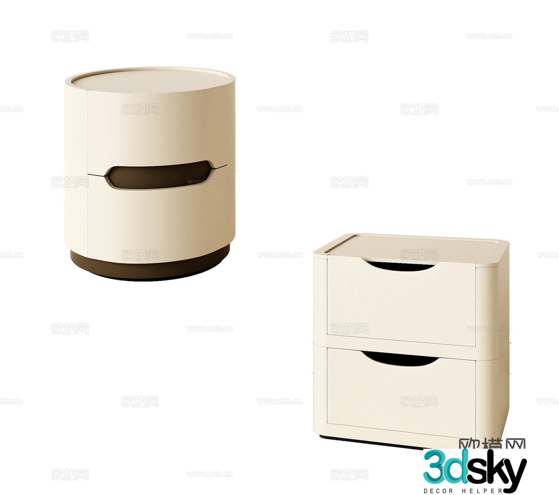 Creamy nightstand children’s room nightstand round side corner coffee table 3d model