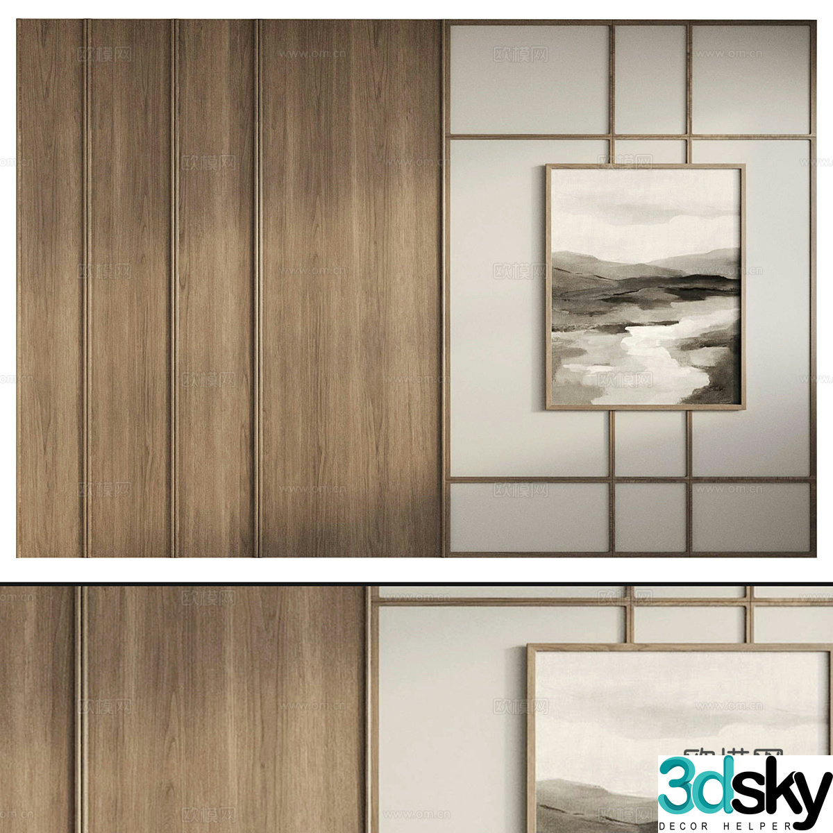 New Chinese style wasabi background wall 3D model