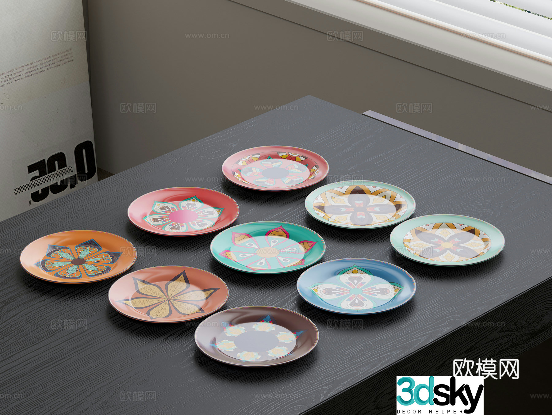 Printed plate Ceramic plate Ethnic style plate Exotic style plate 3d model