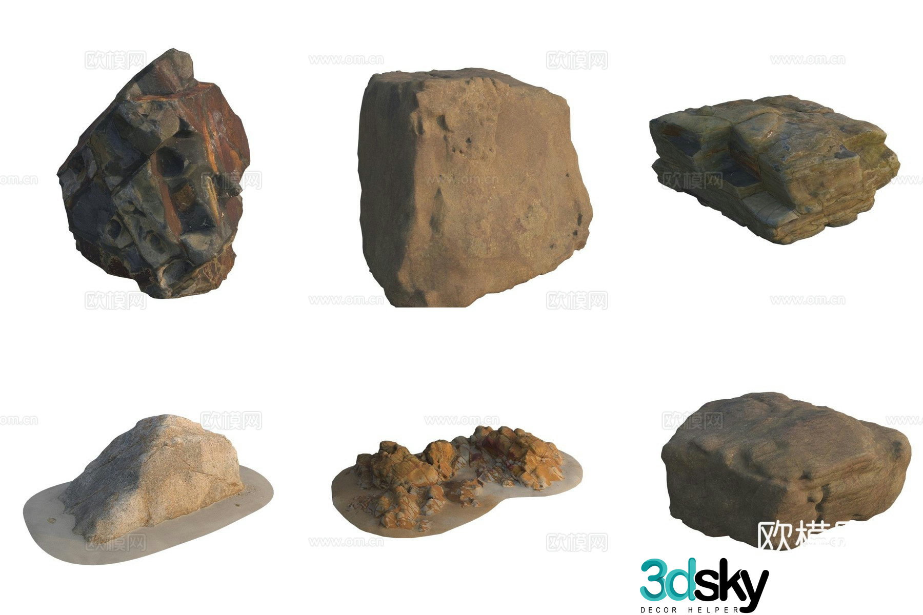 Beach beach stone rock 3d model
