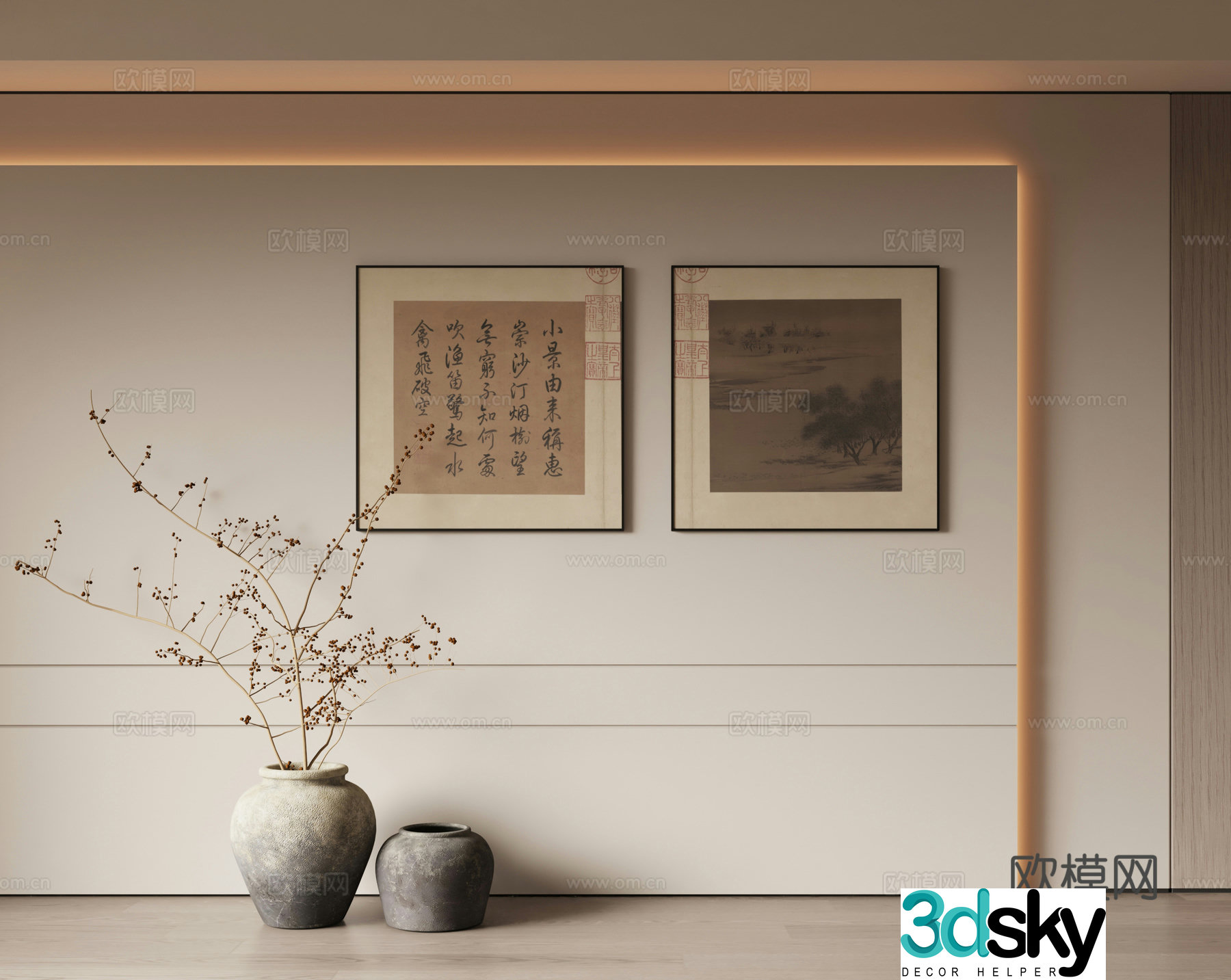 New Chinese Song style hang painting 3D model
