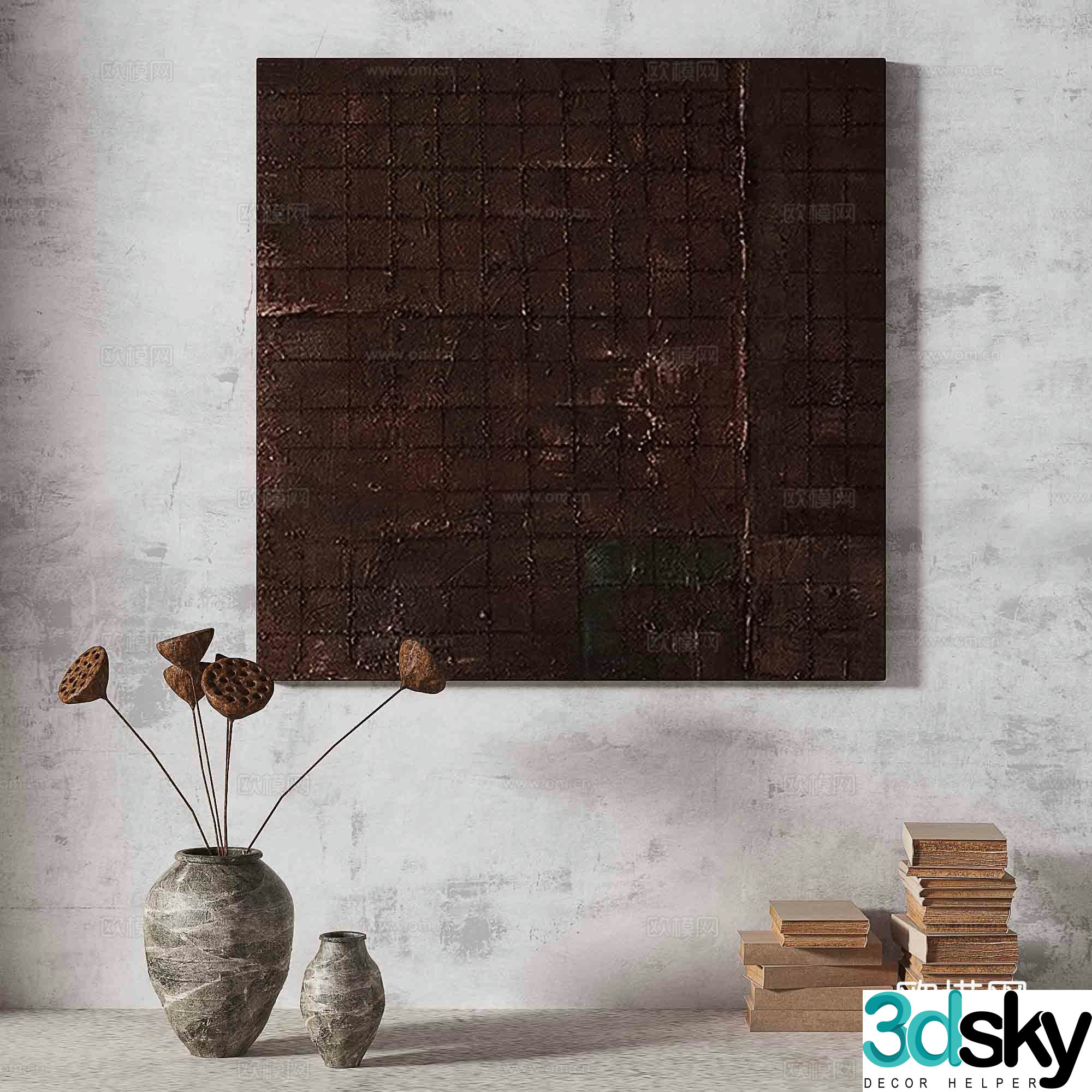 Wabisa retro texture abstract decorative painting 3d model