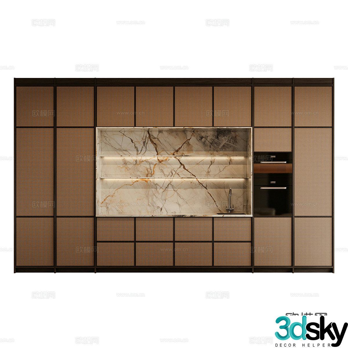 New Chinese style Wasabi Cabinet Tea Cabinet 3D Model