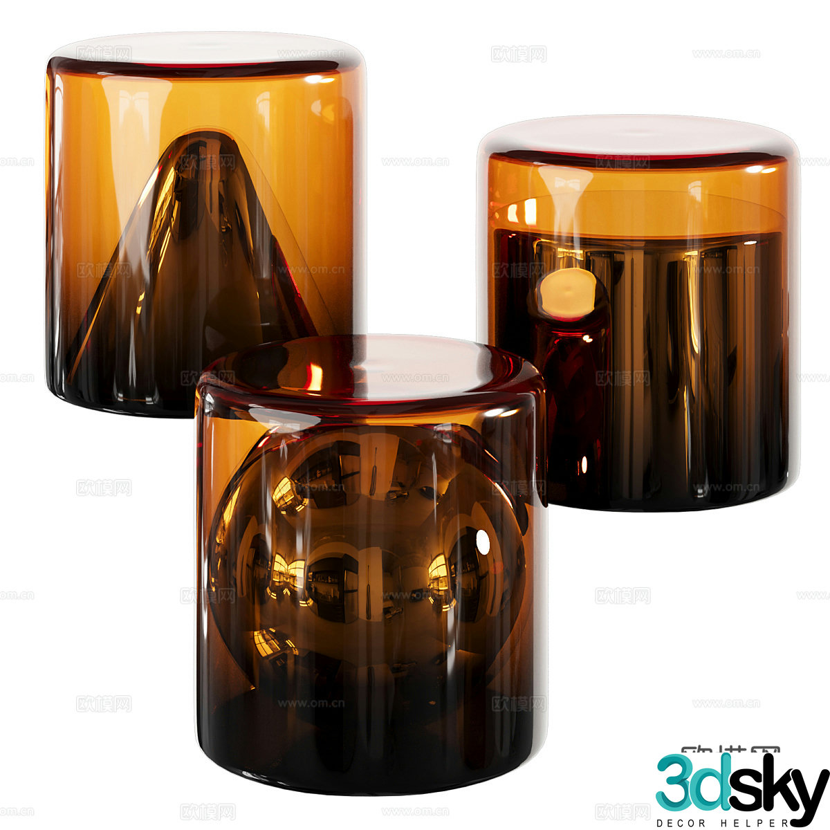 Modern Italian light luxury acrylic stool 3d model