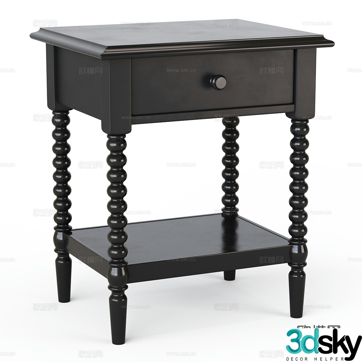 American bedside table 3D model
