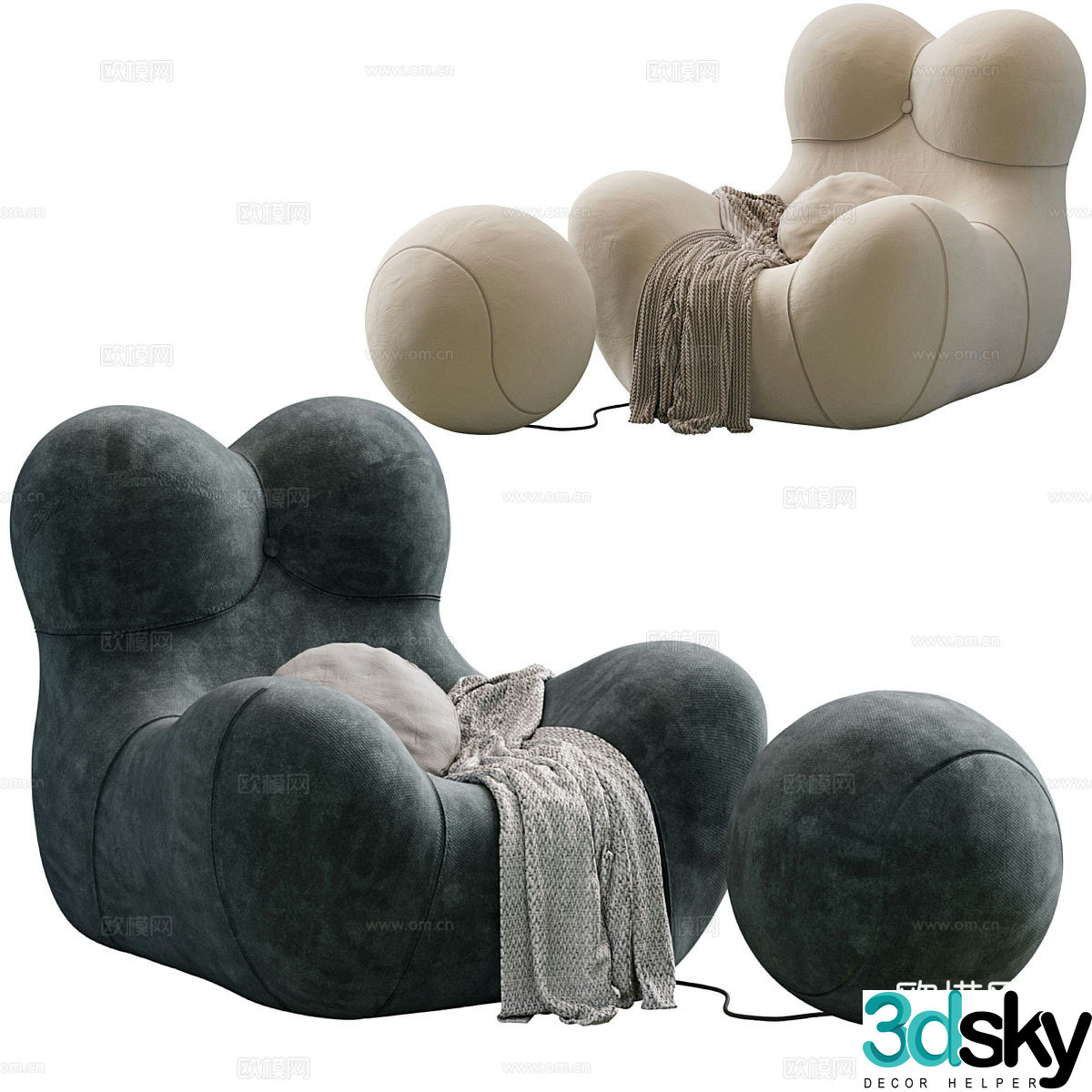 Modern Italian B&B Italia casual sofa 3d model