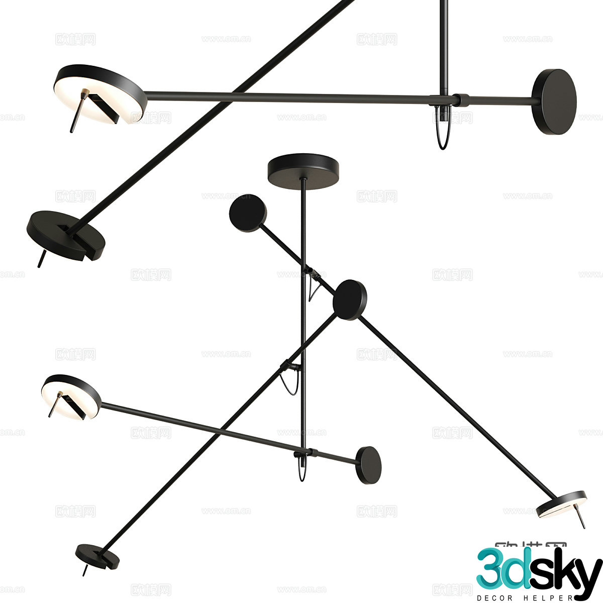 Modern Italian minimalist Lampatron Talk B chandelier 3d model