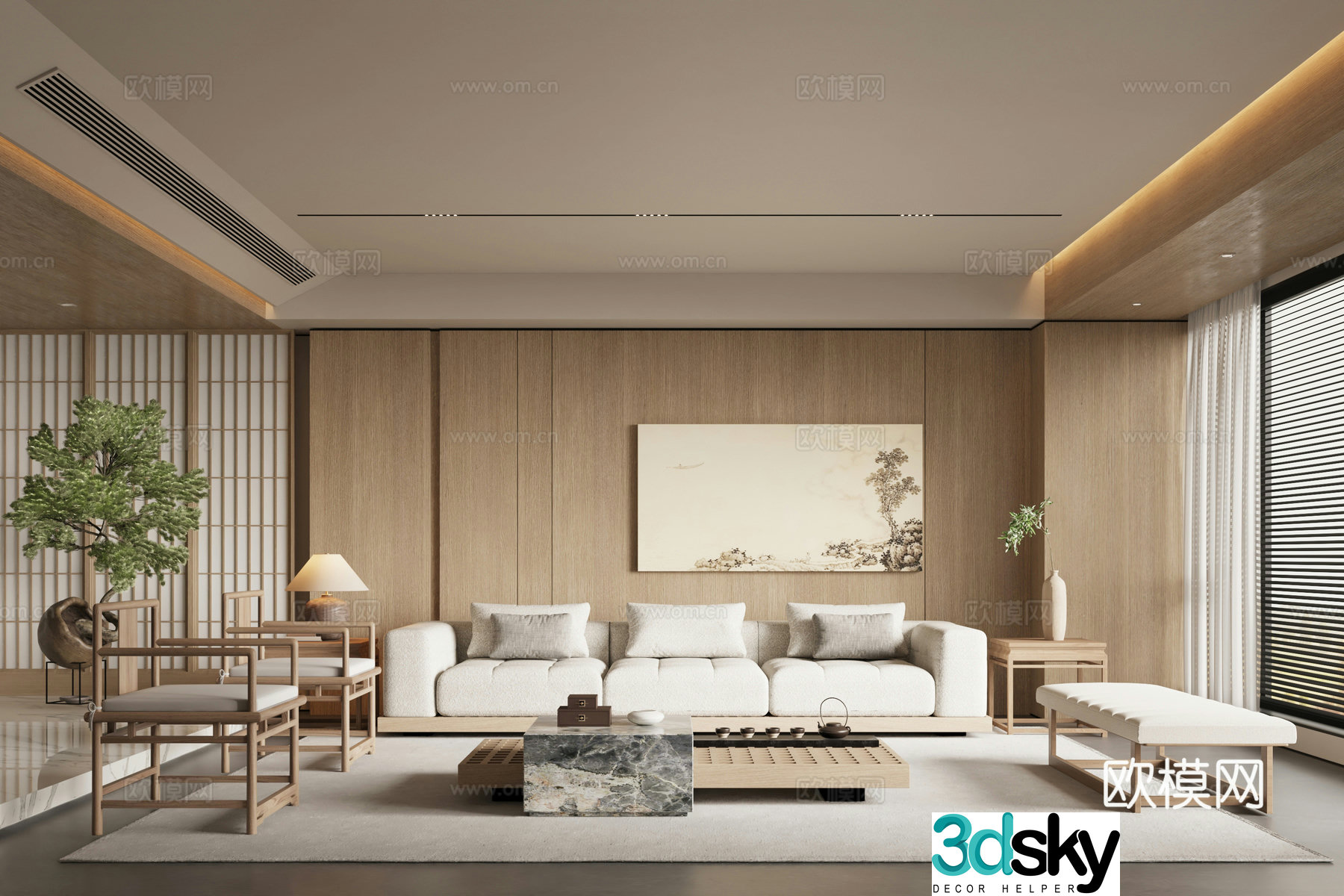 New Chinese Song style living room 3D model