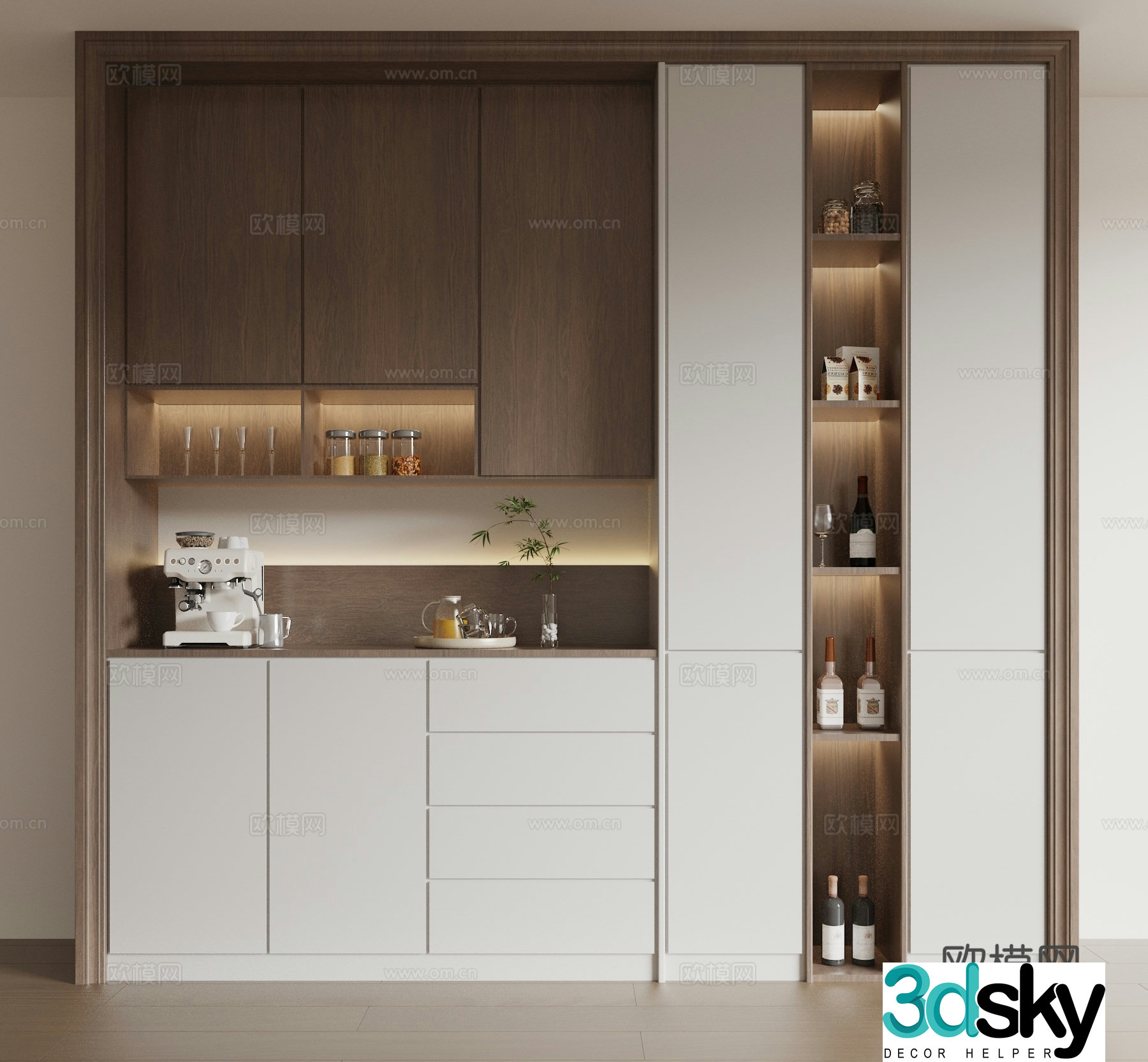 Modern sideboard wine cabinet 3d model