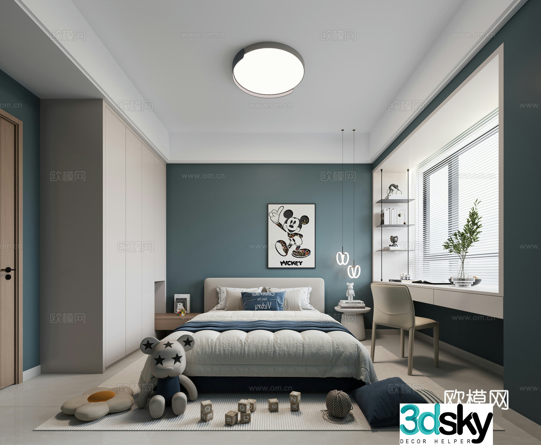 Simple boy room desk 3d model