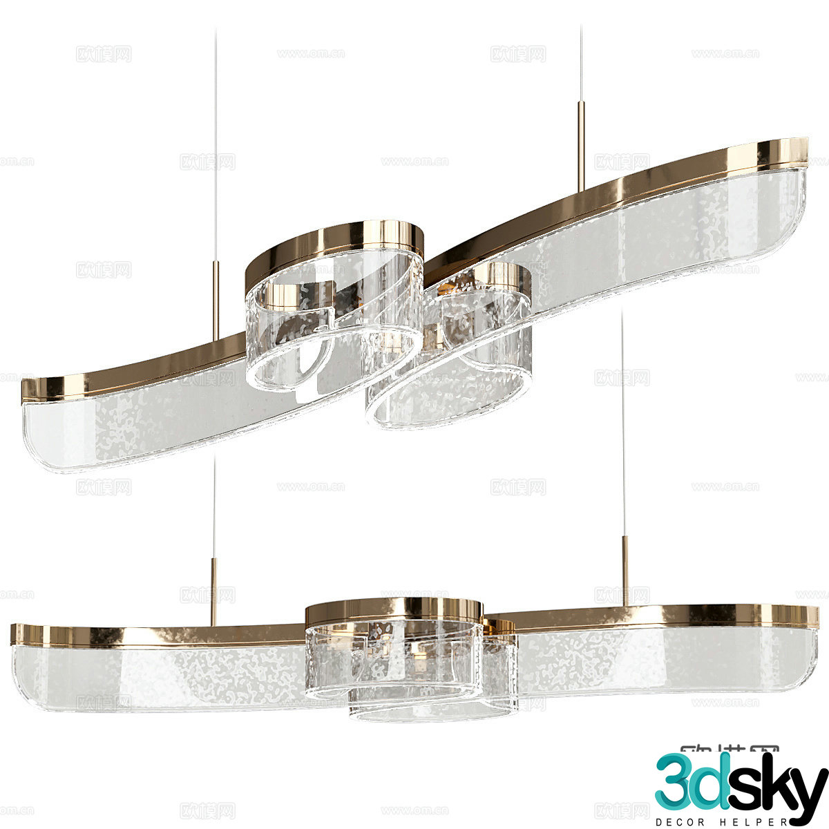 New Chinese style light luxury decorative chandelier 3D model