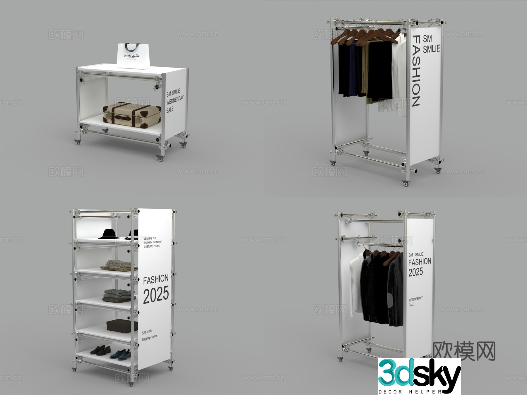 Display rack Shelf Clothing display rack Shelf 3D model