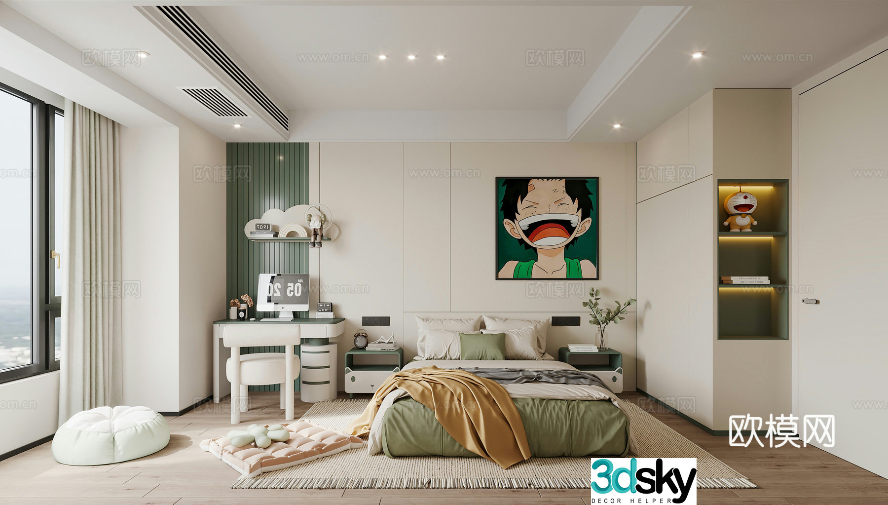 Creamy children’s room boy’s room children’s decoration painting children’s finished desk children’s bed 3d model