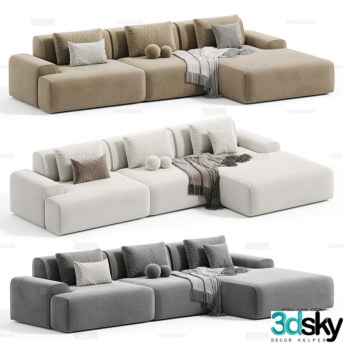Modern Italian Reni corner sofa 3d model
