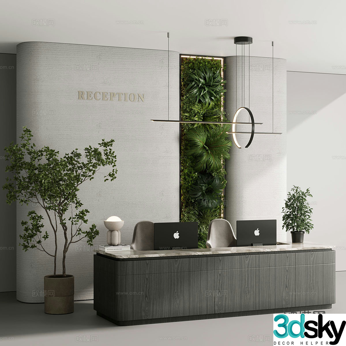Front desk reception desk 3D model