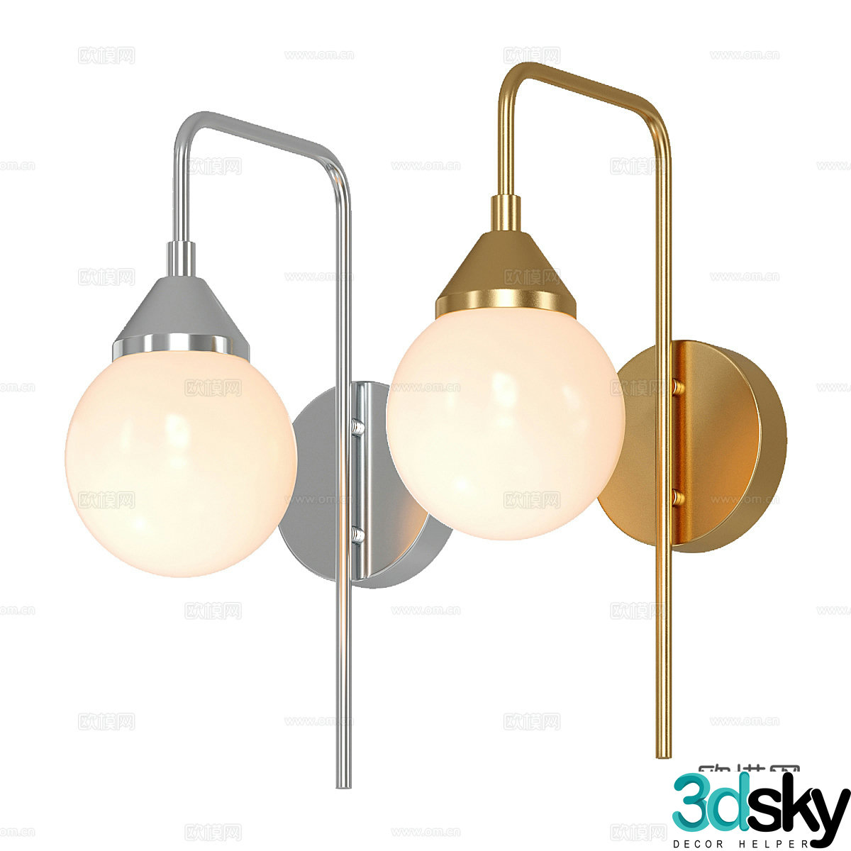Modern simple and light luxury spherical wall lamp wall lamp simple spherical wall lamp lamp 3d model