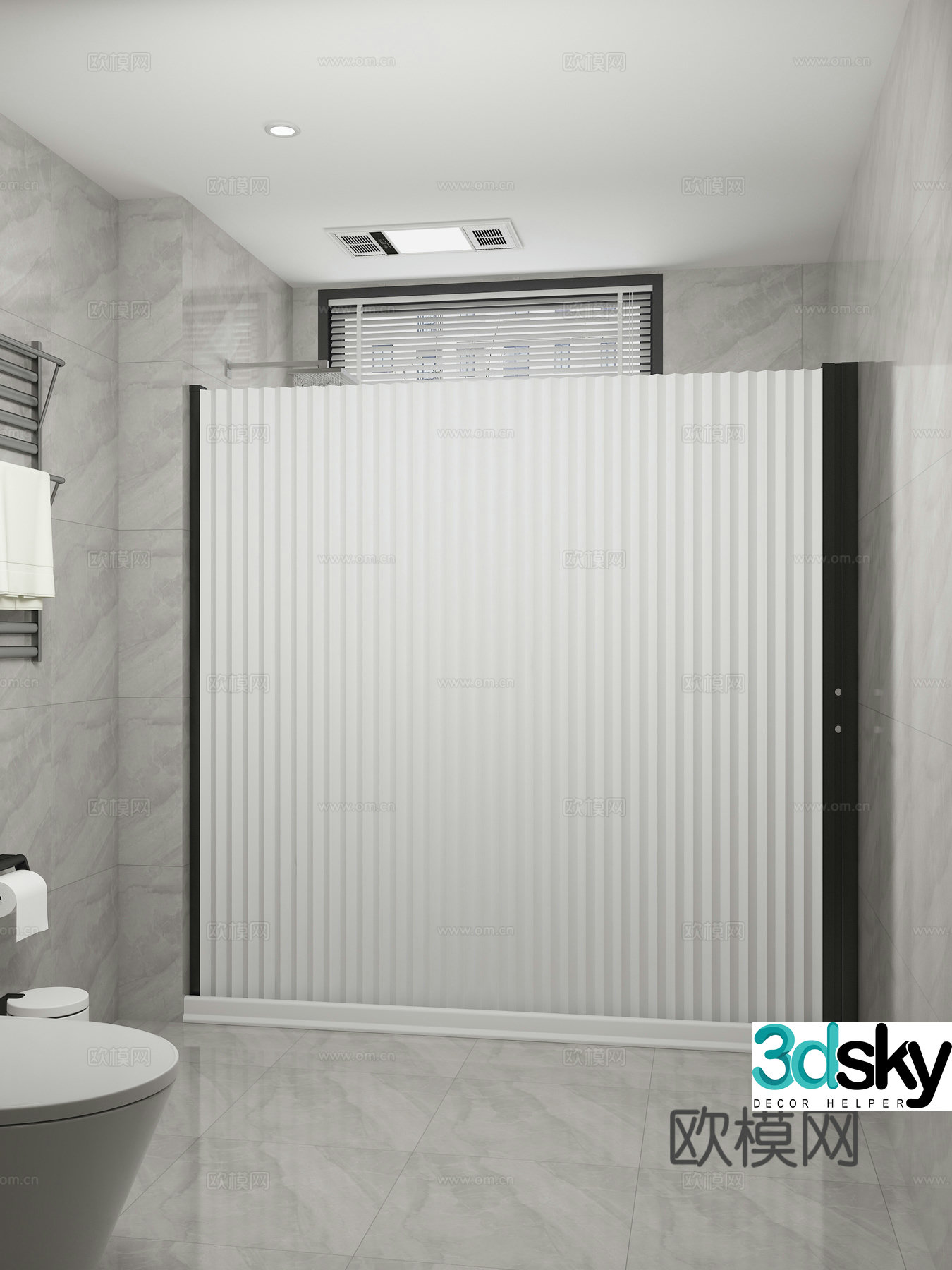 Invisible folding shower curtain bathroom partition dry and wet separation curtain tarp cloth 3D model