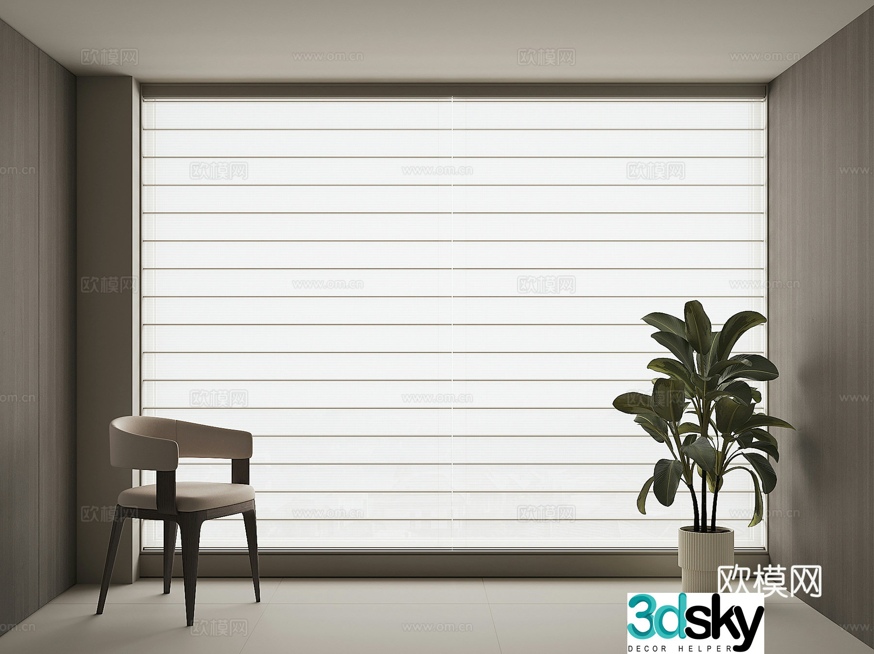 Modern home curtains 3d model