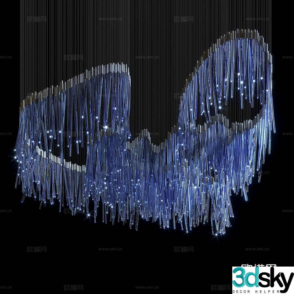 New Chinese style light luxury decorative chandelier 3D model