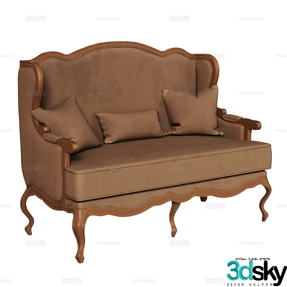 American simple double sofa American double sofa Living room sofa 3D model