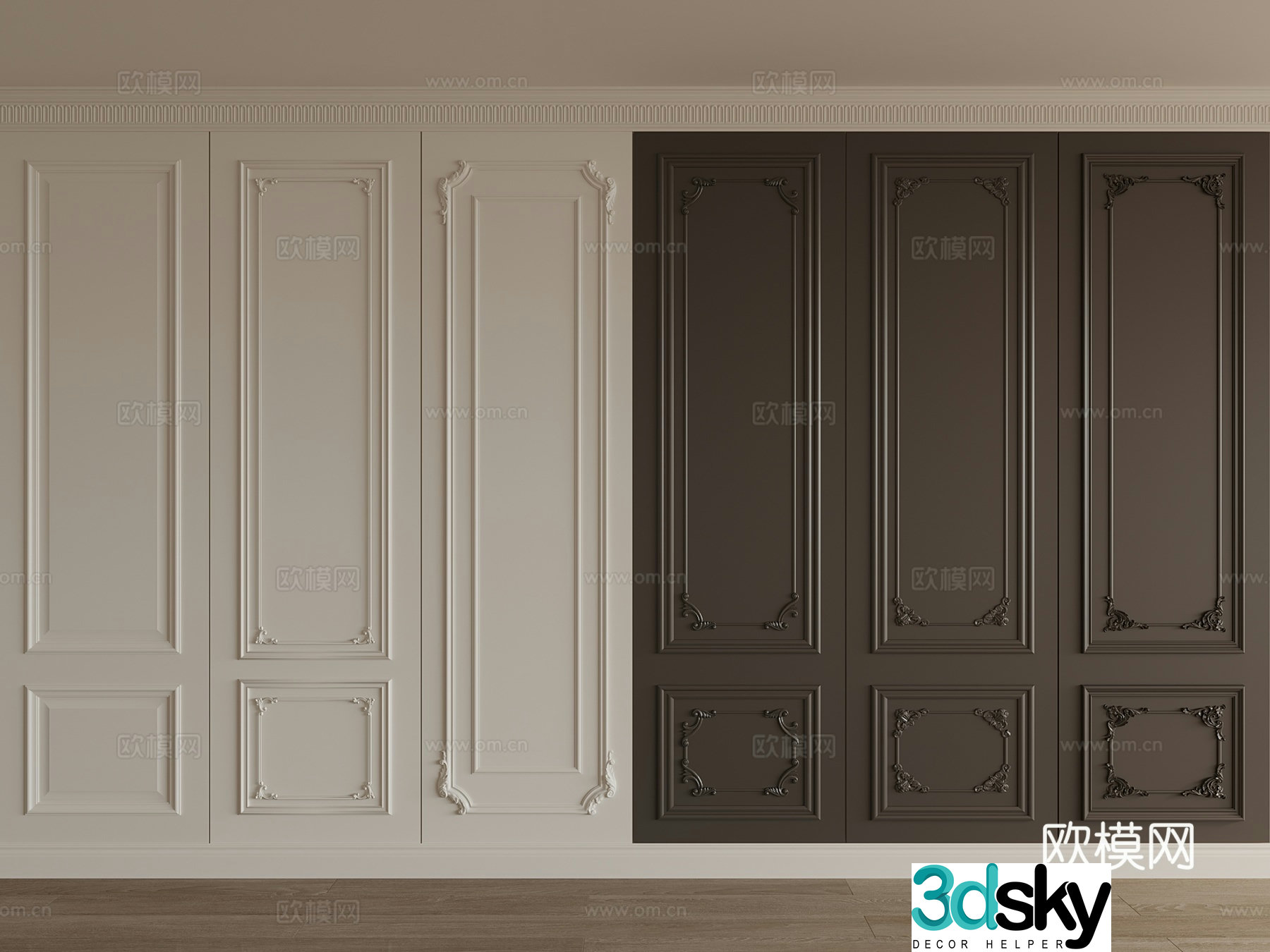 French gypsum line Bedroom background wall Living room background wall Carved 3d model