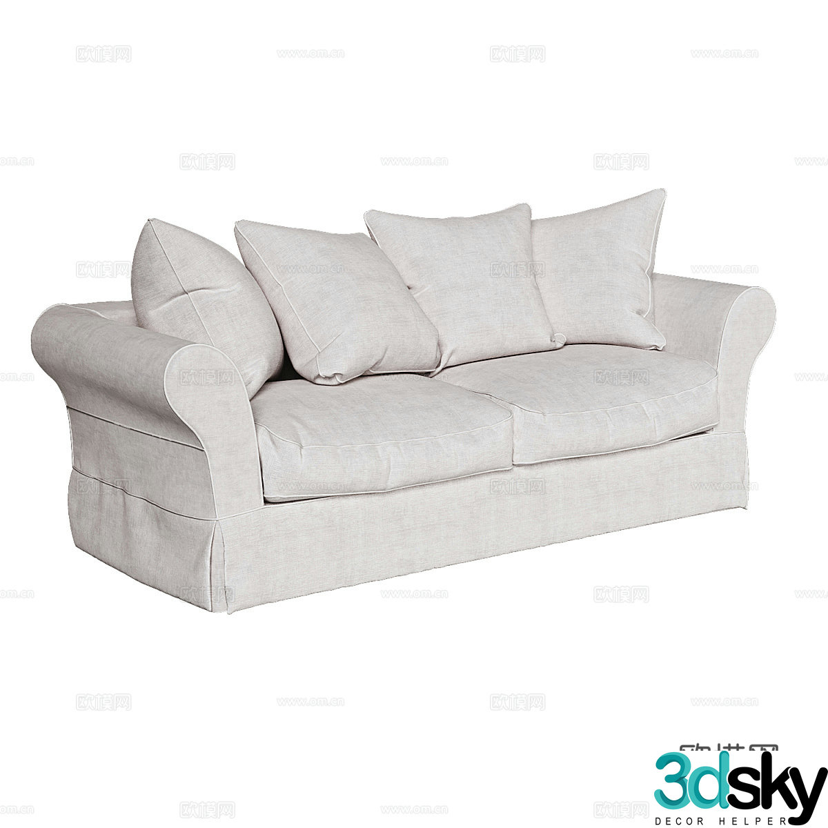 Modern simple double sofa double sofa simple sofa living room sofa white sofa 3D model