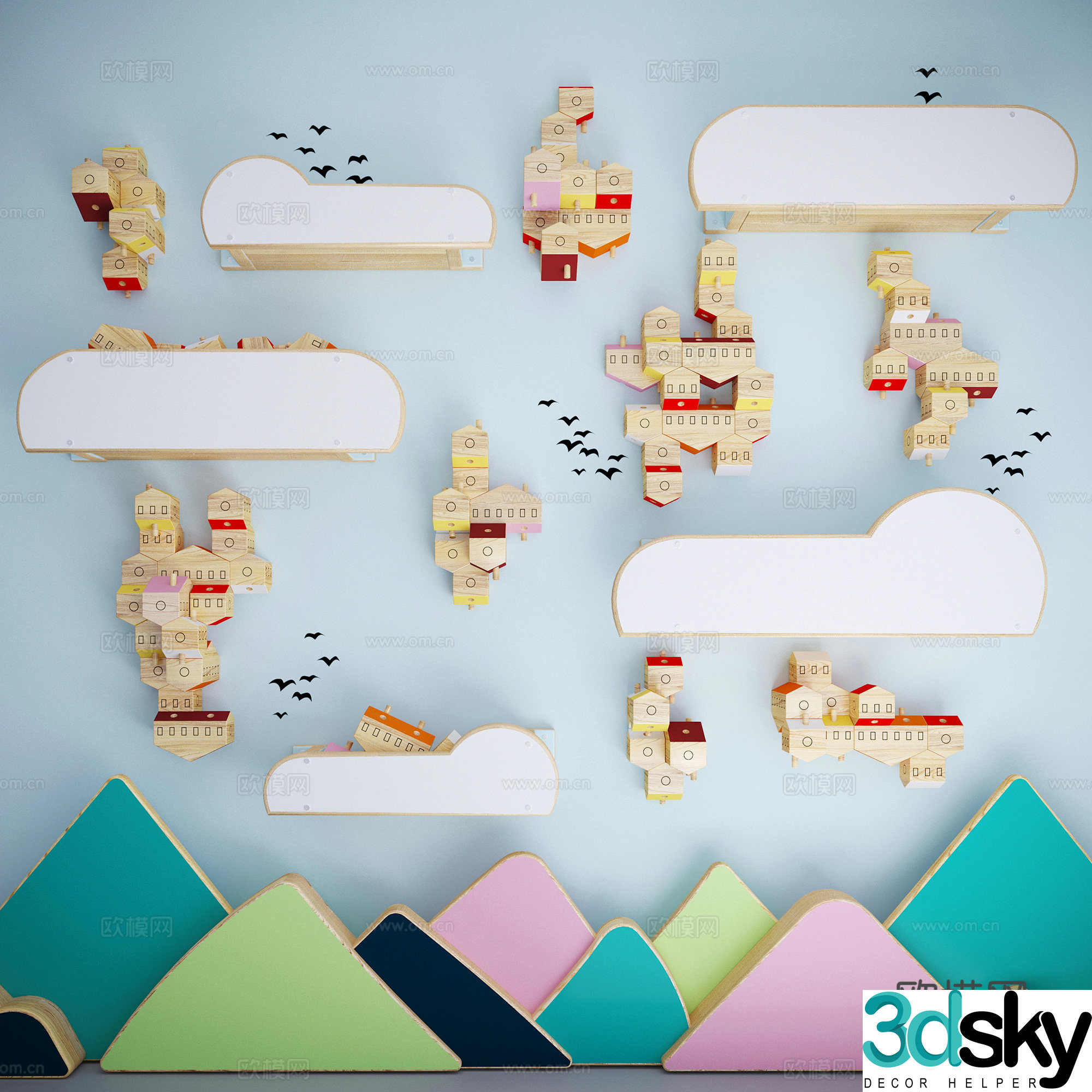 Modern children’s jewelry wall decoration 3d model